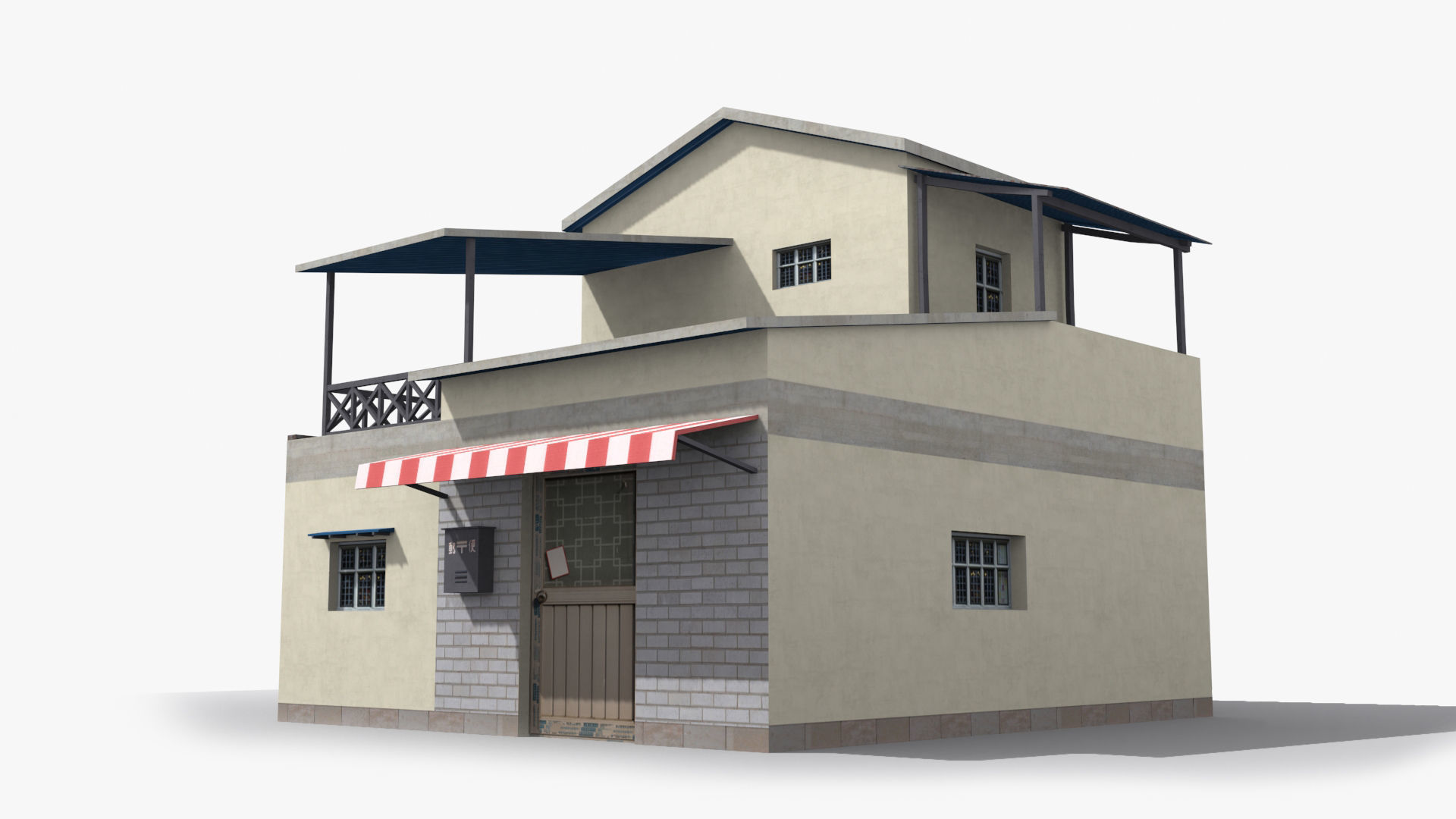 Japanese House x12 Low-poly 3D model_4