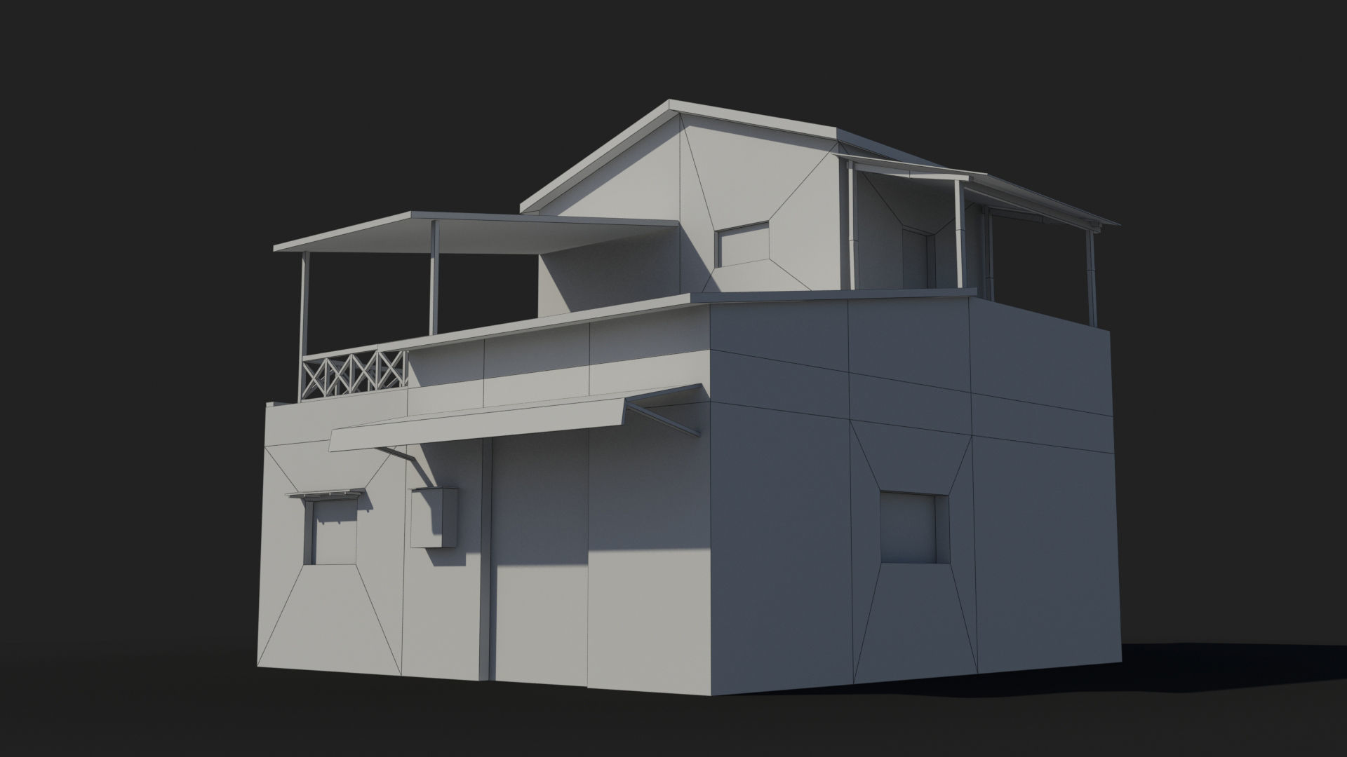 Japanese House x12 Low-poly 3D model_10
