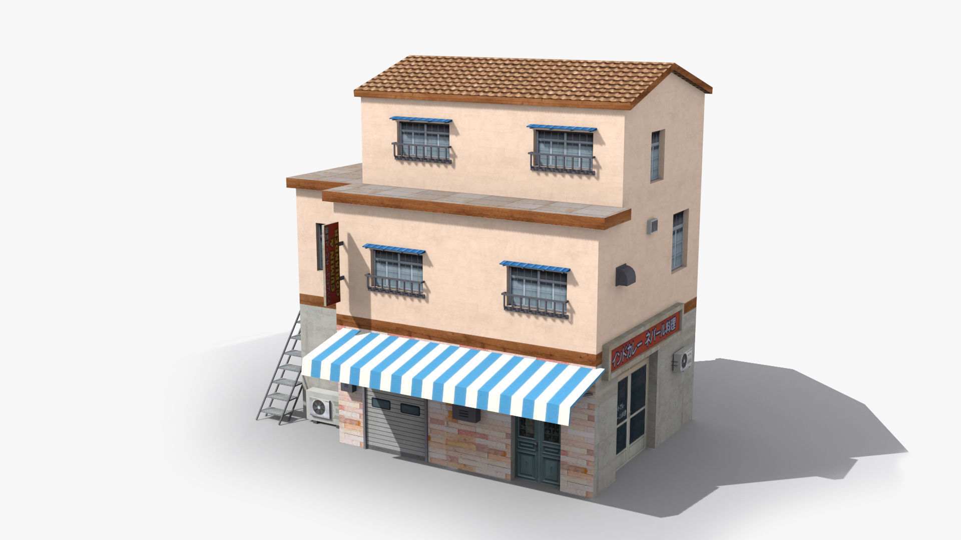 Japanese House x14 Low-poly 3D model_5