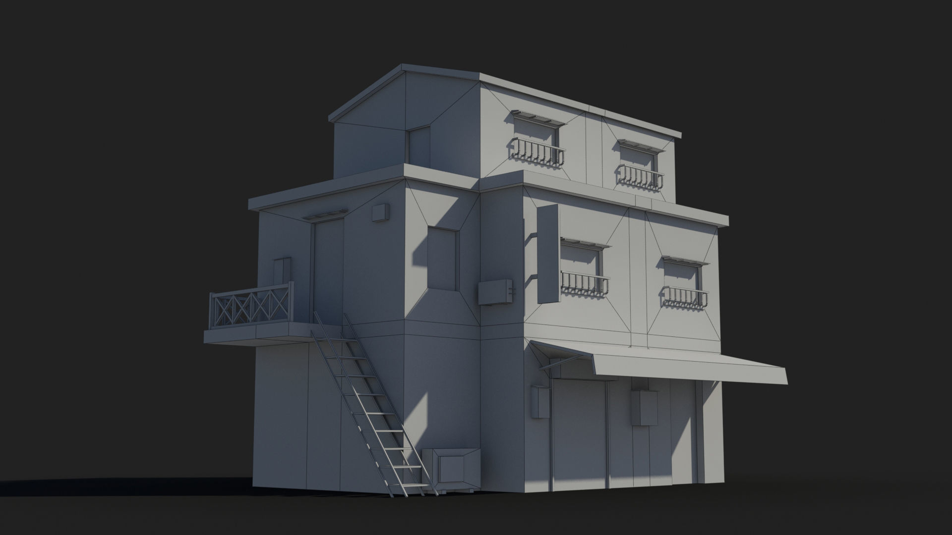 Japanese House x14 Low-poly 3D model_6