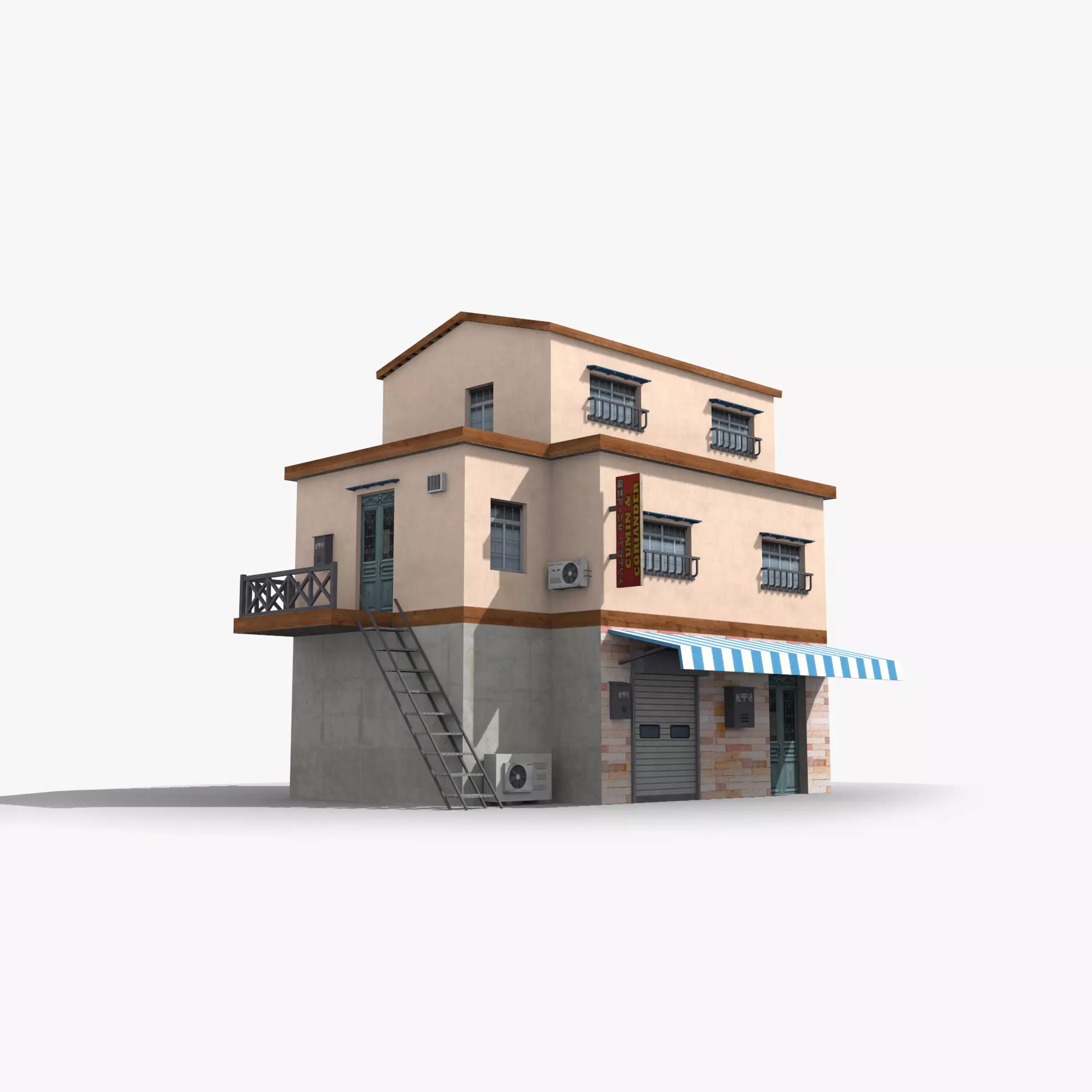 Japanese House x14 Low-poly 3D model_0
