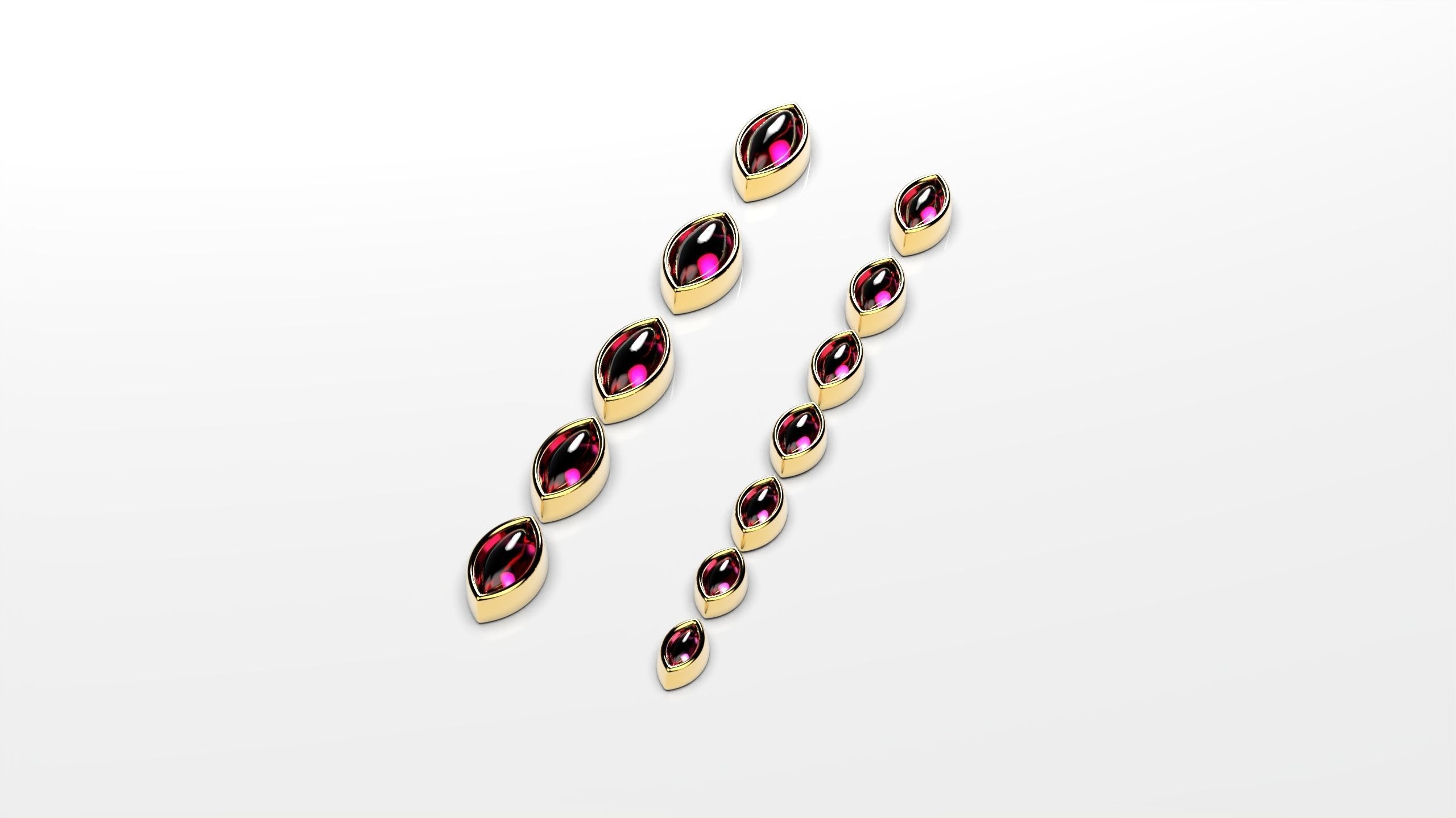 marquise cabochon flush settings  ring heads pendant 3D print model_1