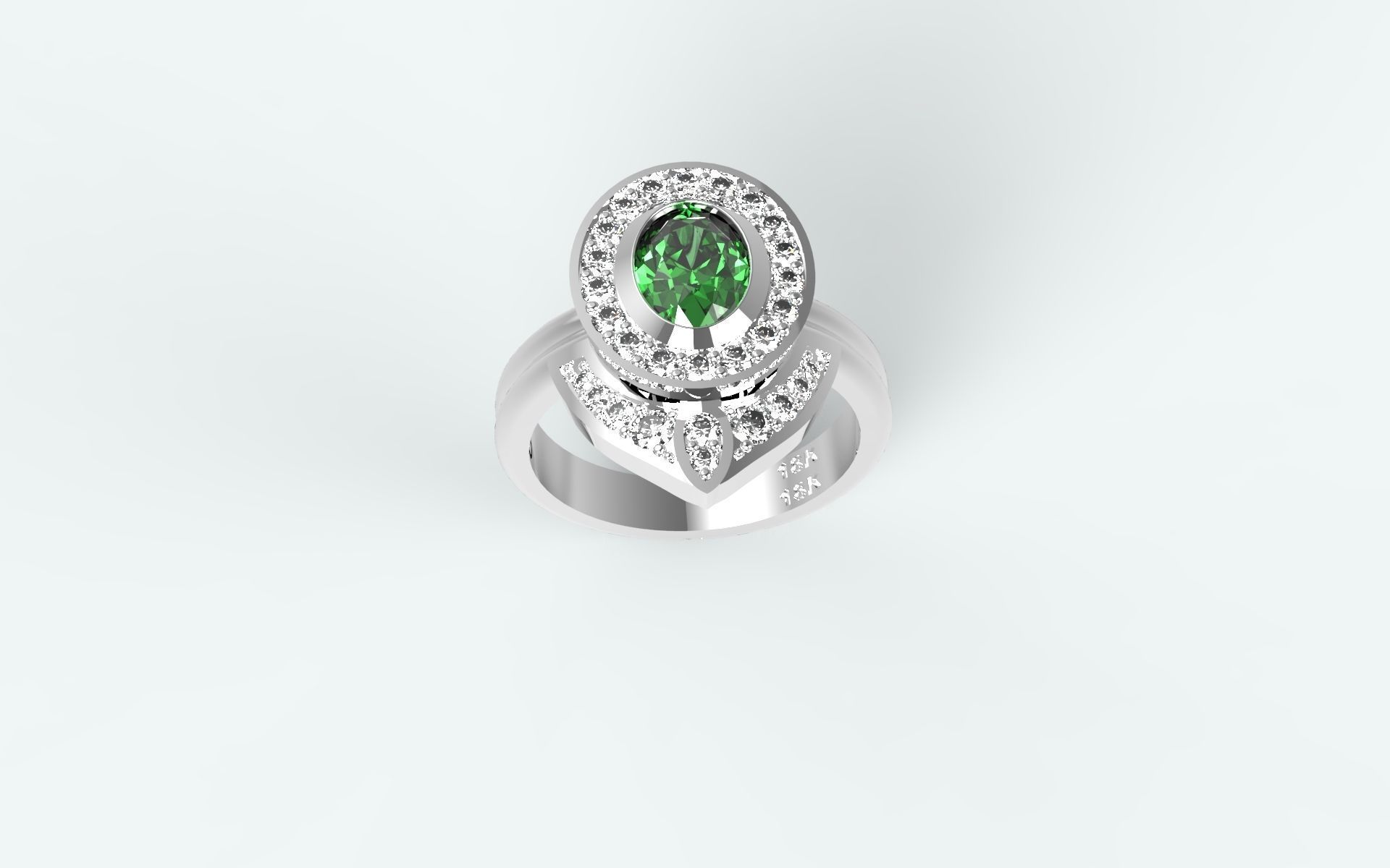 Solitaire oval-shaped stone 3D print model_4