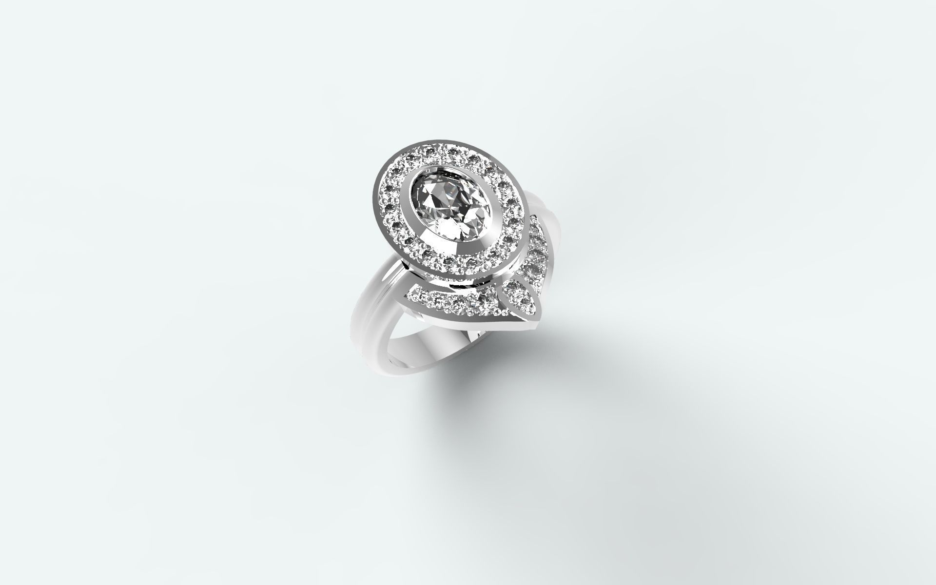 Solitaire oval-shaped stone 3D print model_1