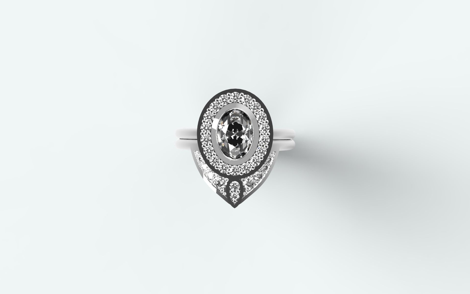 Solitaire oval-shaped stone 3D print model_3