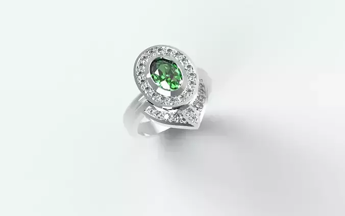 Solitaire oval-shaped stone