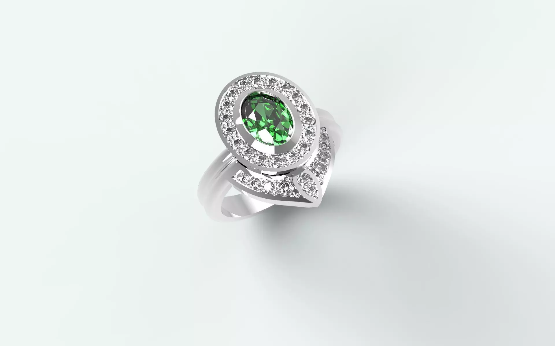 Solitaire oval-shaped stone 3D print model_0