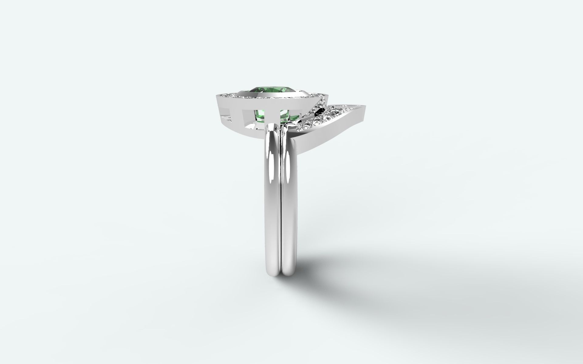 Matching ring oval shaped solitaire 3D print model_9