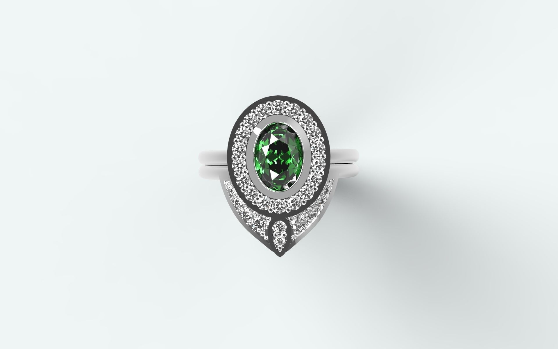 Matching ring oval shaped solitaire 3D print model_7