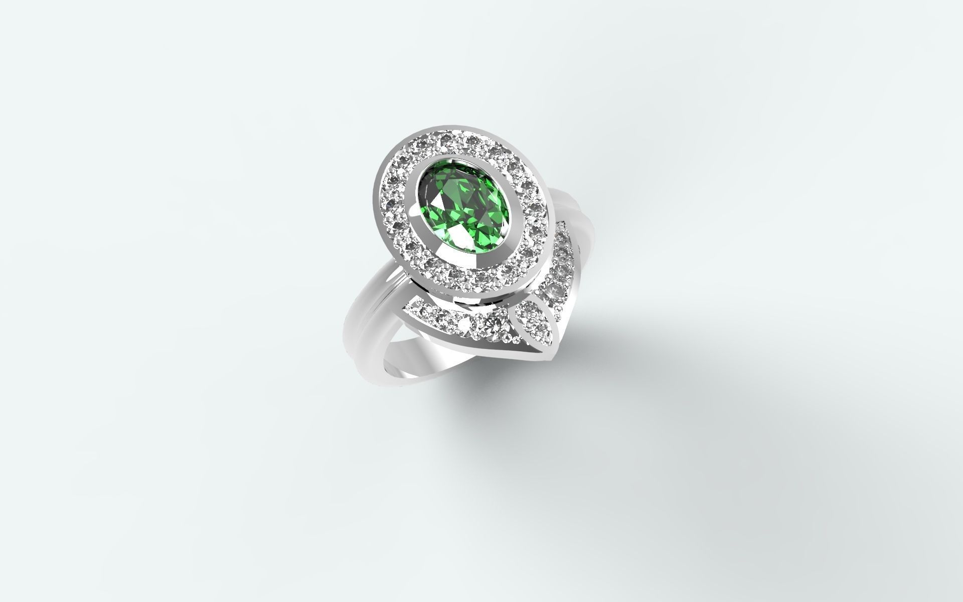 Matching ring oval shaped solitaire 3D print model_8