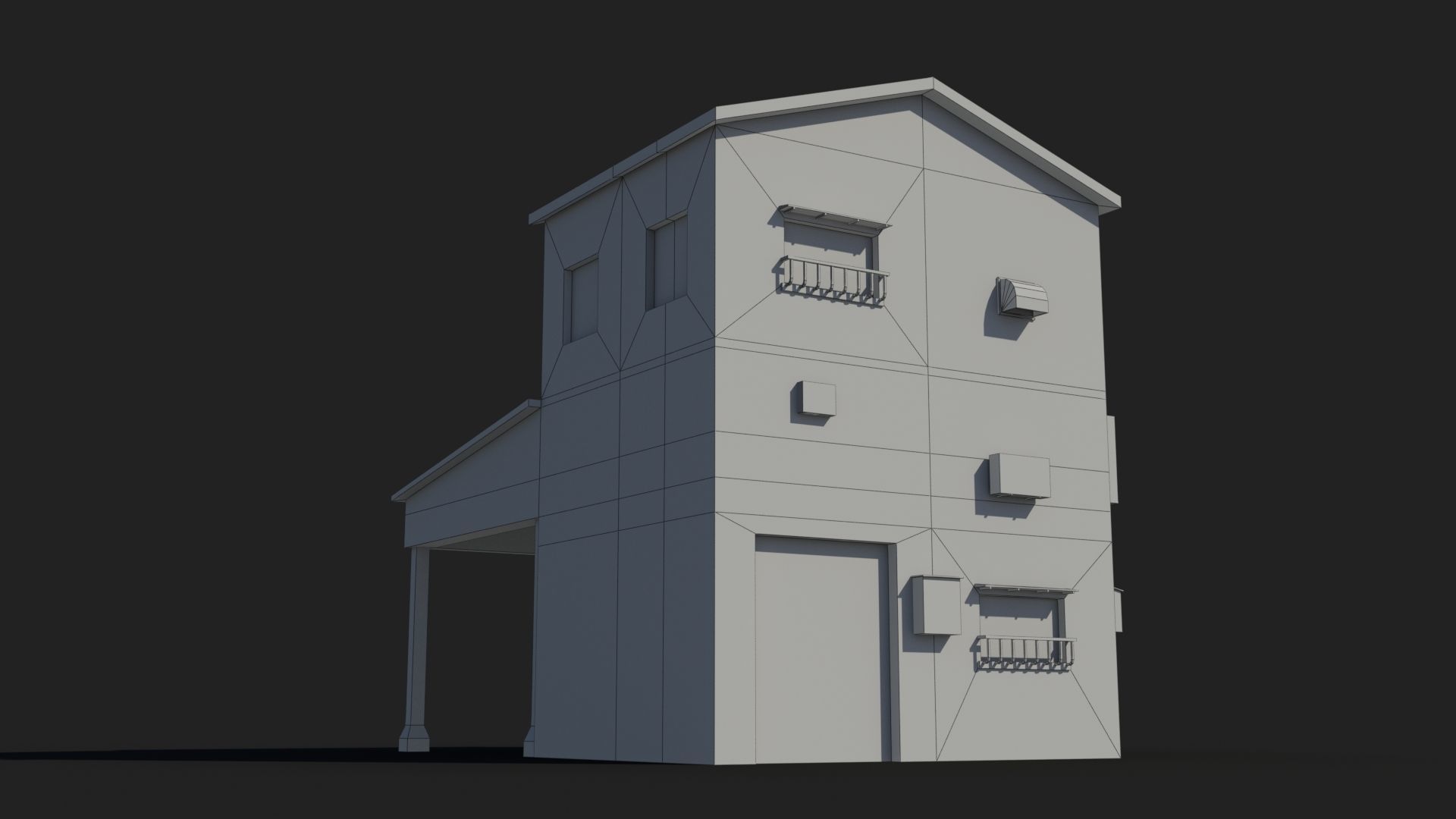 Japanese House x23 Low-poly 3D model_10