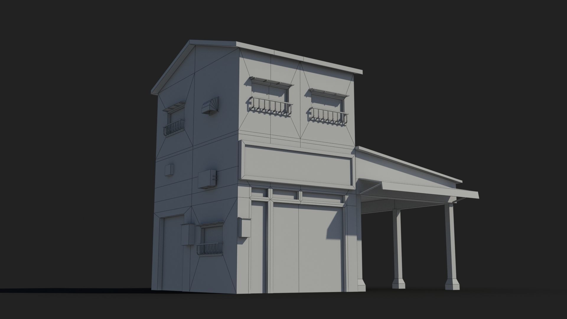 Japanese House x23 Low-poly 3D model_6