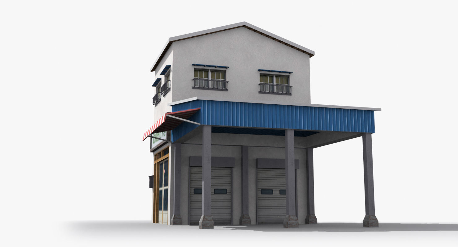 Japanese House x23 Low-poly 3D model_3