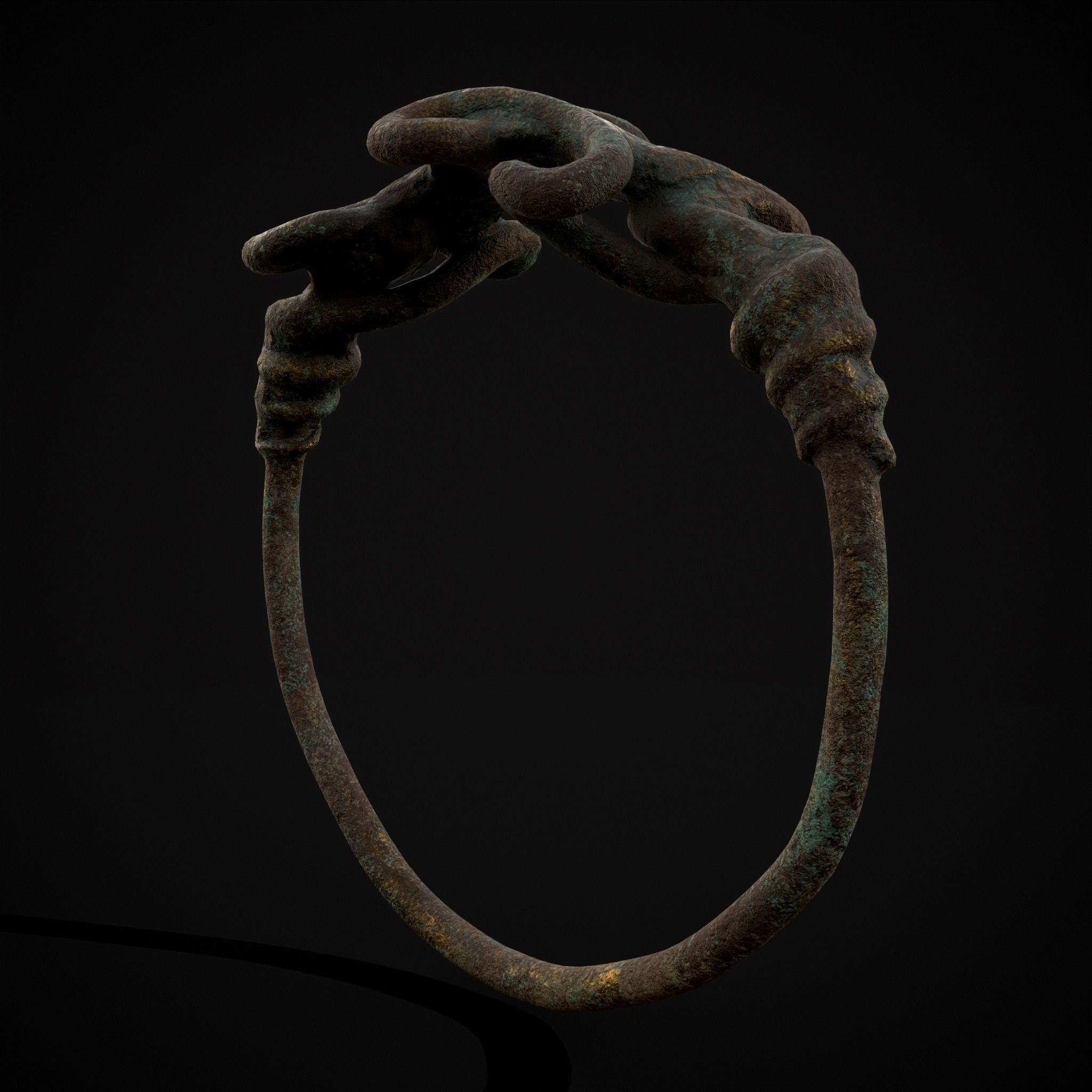 Corroded Twisted Wire Gold Ring Low-poly 3D model_11