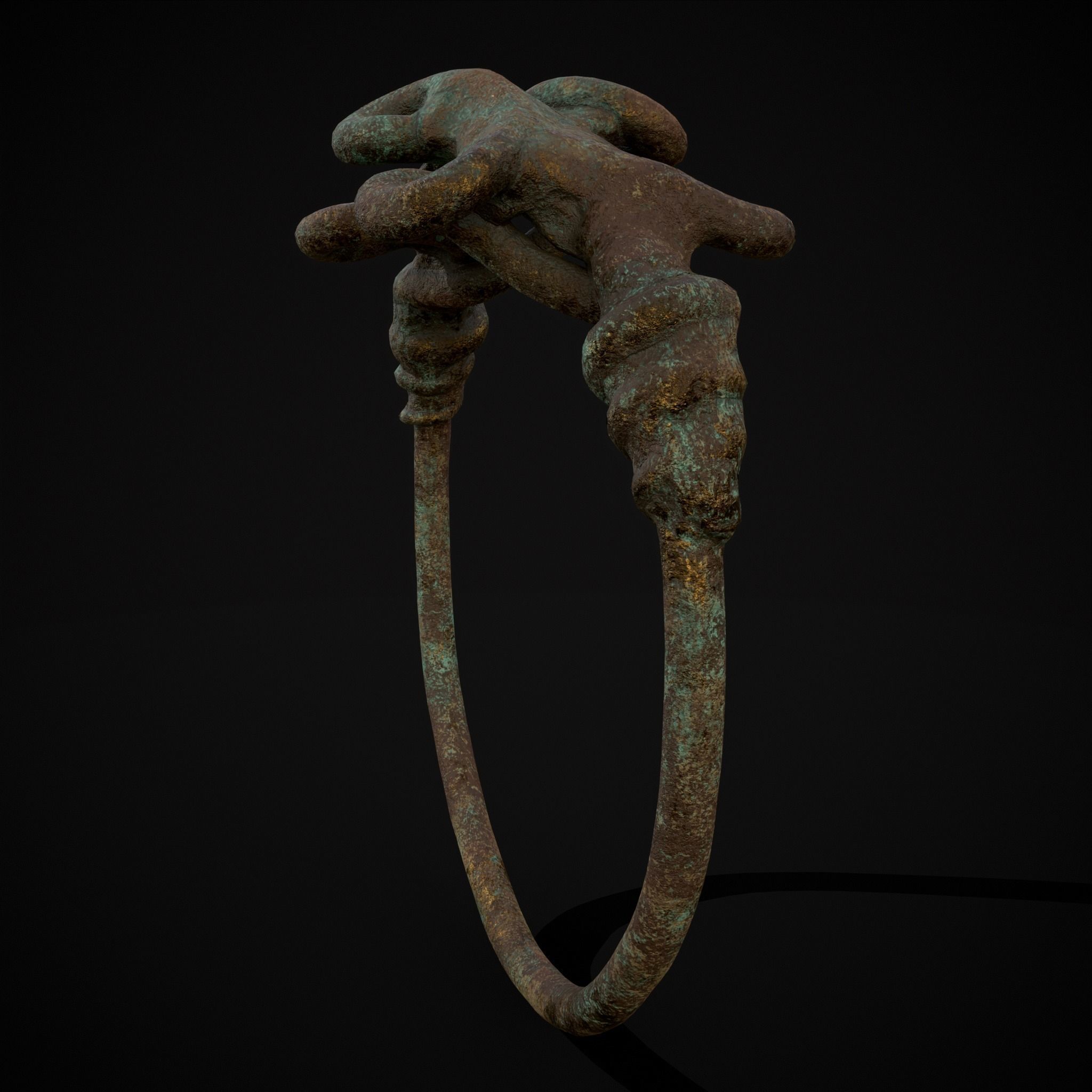 Corroded Twisted Wire Gold Ring Low-poly 3D model_25