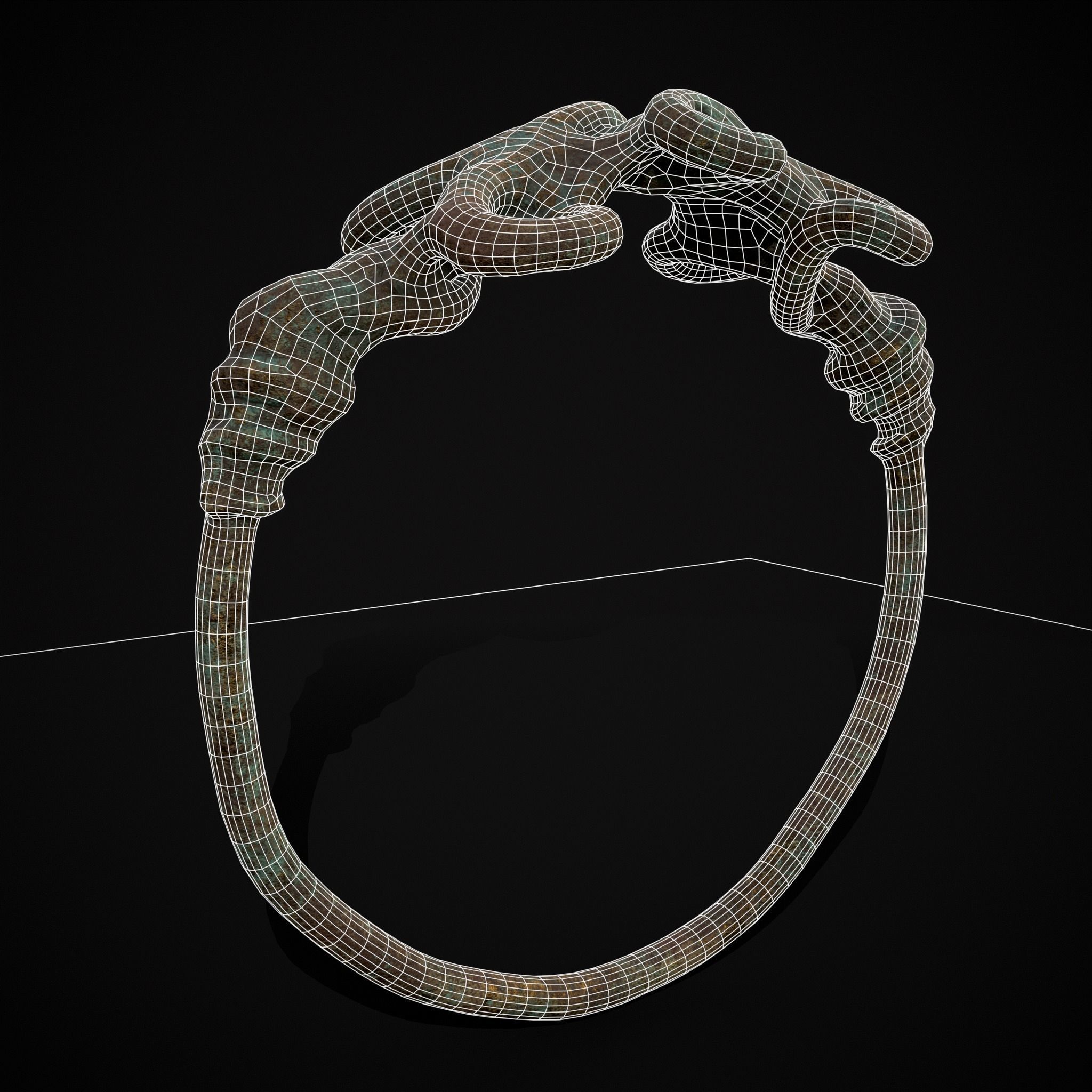 Corroded Twisted Wire Gold Ring Low-poly 3D model_2