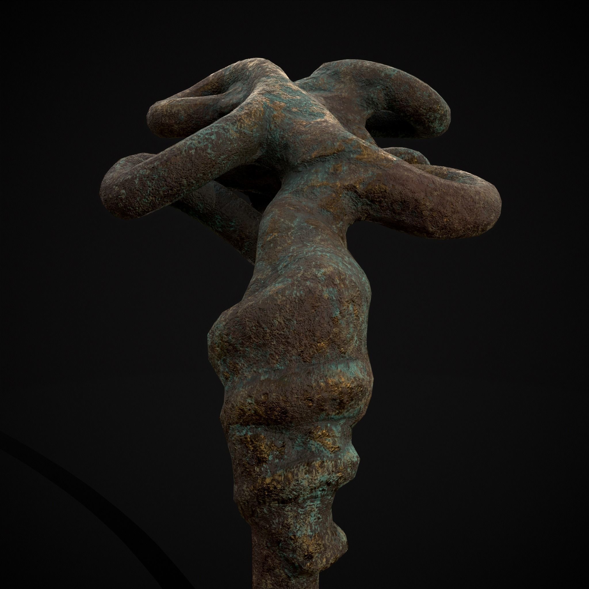 Corroded Twisted Wire Gold Ring Low-poly 3D model_9