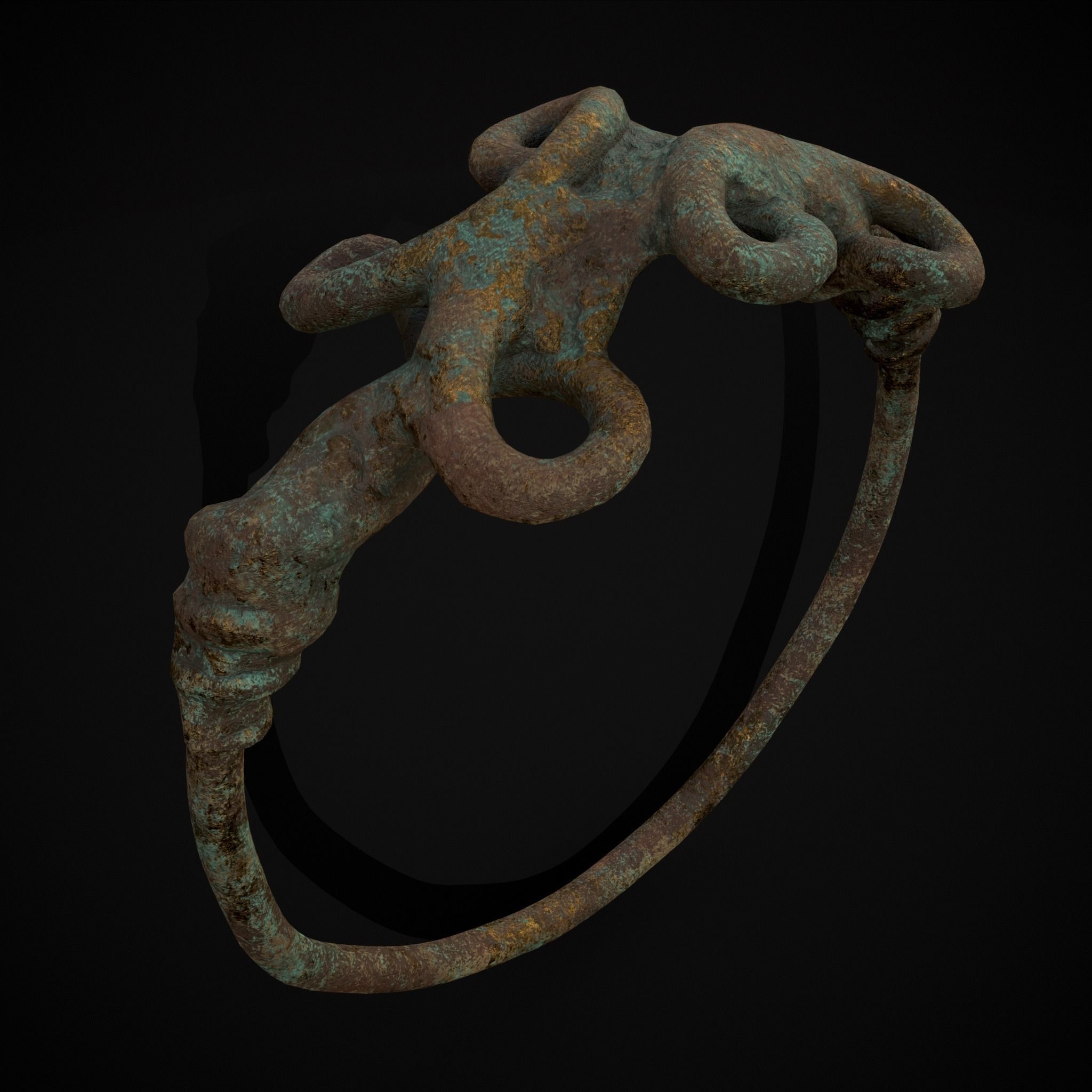 Corroded Twisted Wire Gold Ring Low-poly 3D model_27