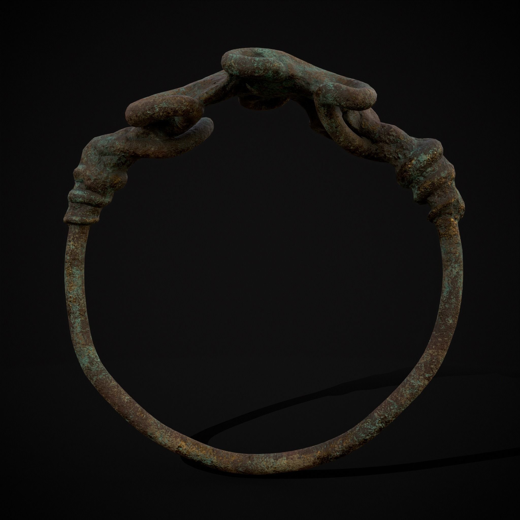 Corroded Twisted Wire Gold Ring Low-poly 3D model_13