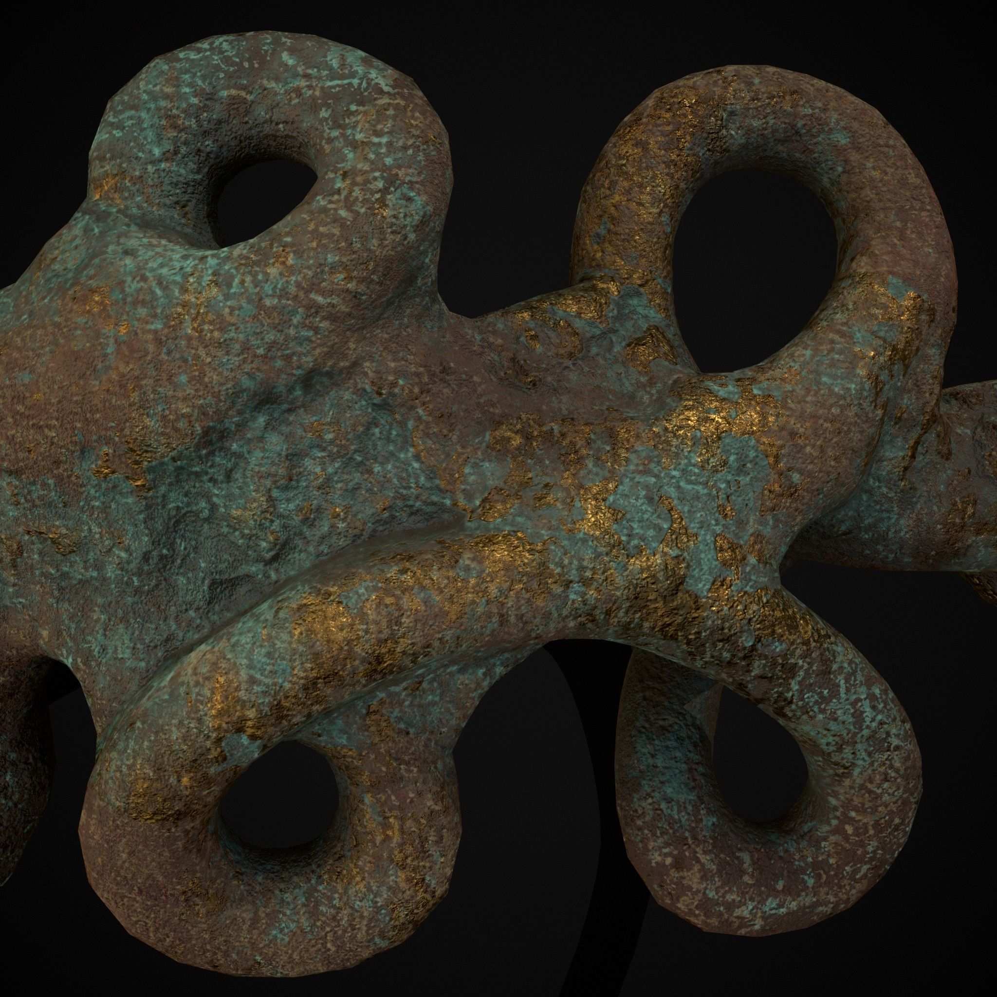 Corroded Twisted Wire Gold Ring Low-poly 3D model_19