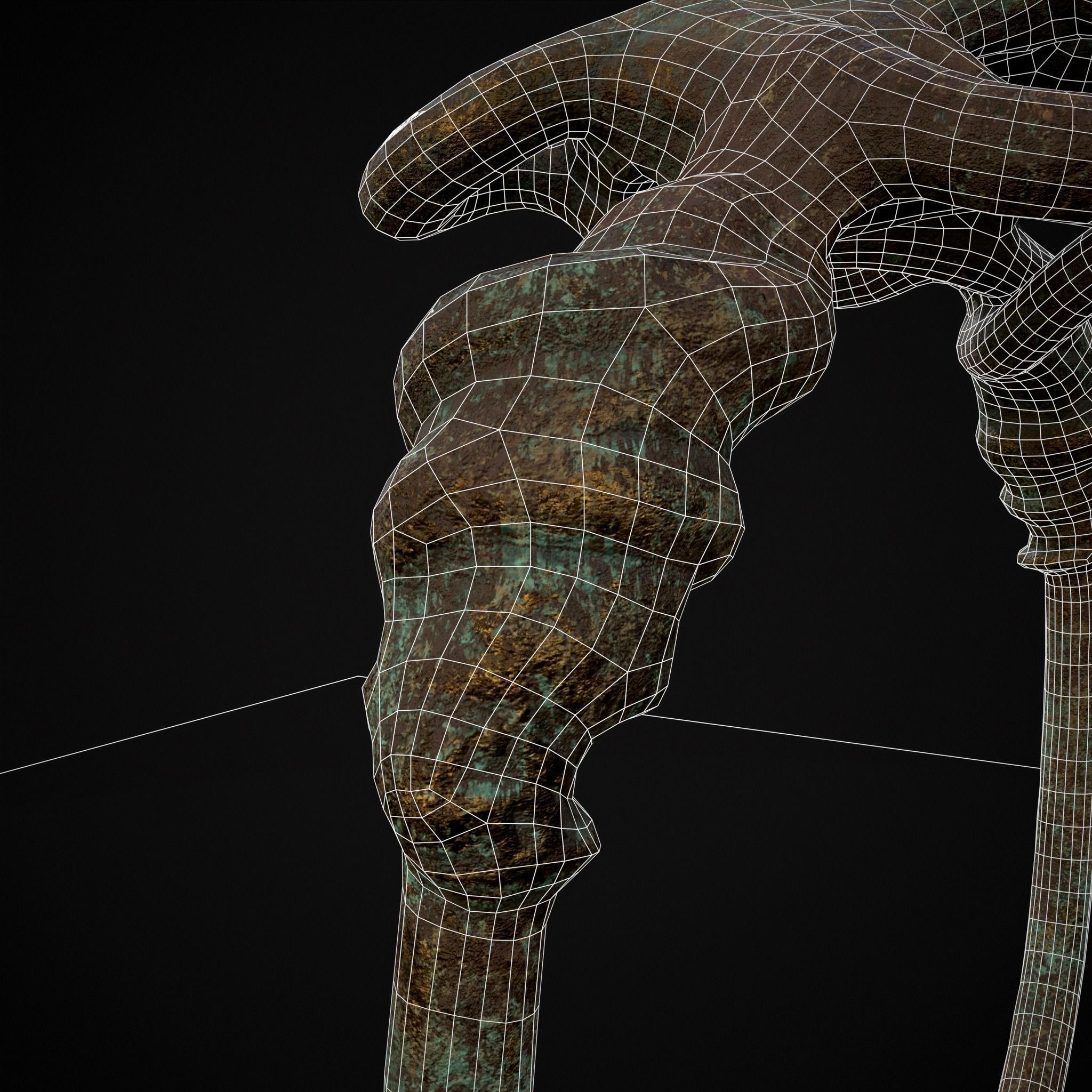 Corroded Twisted Wire Gold Ring Low-poly 3D model_8