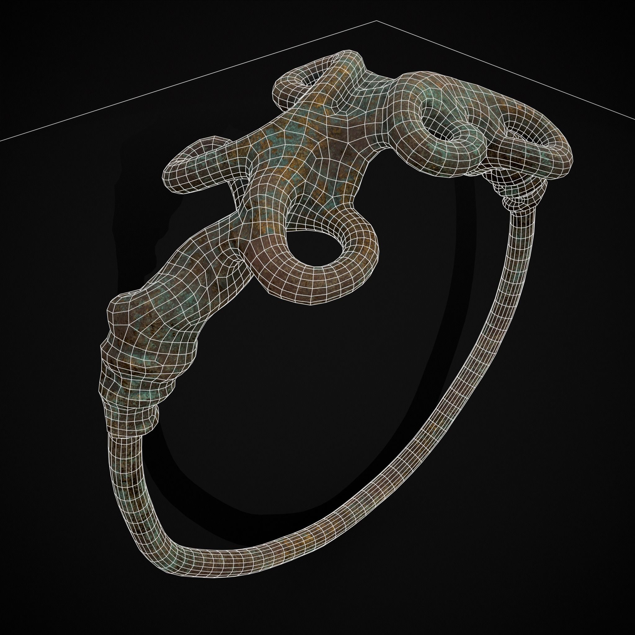 Corroded Twisted Wire Gold Ring Low-poly 3D model_28