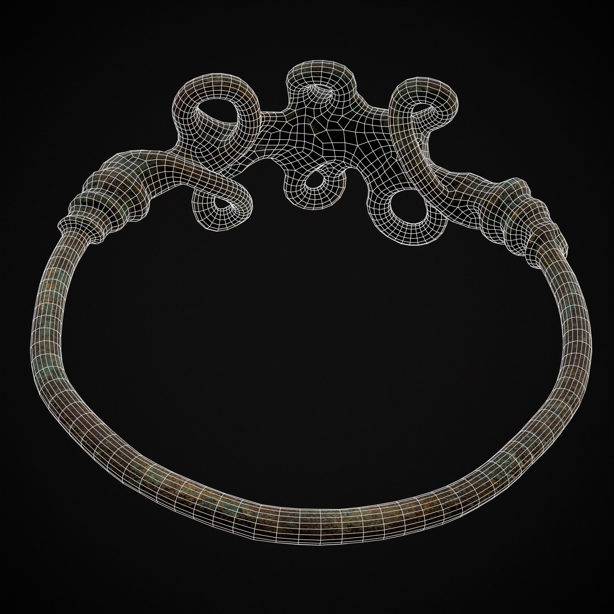 Corroded Twisted Wire Gold Ring Low-poly 3D model_22