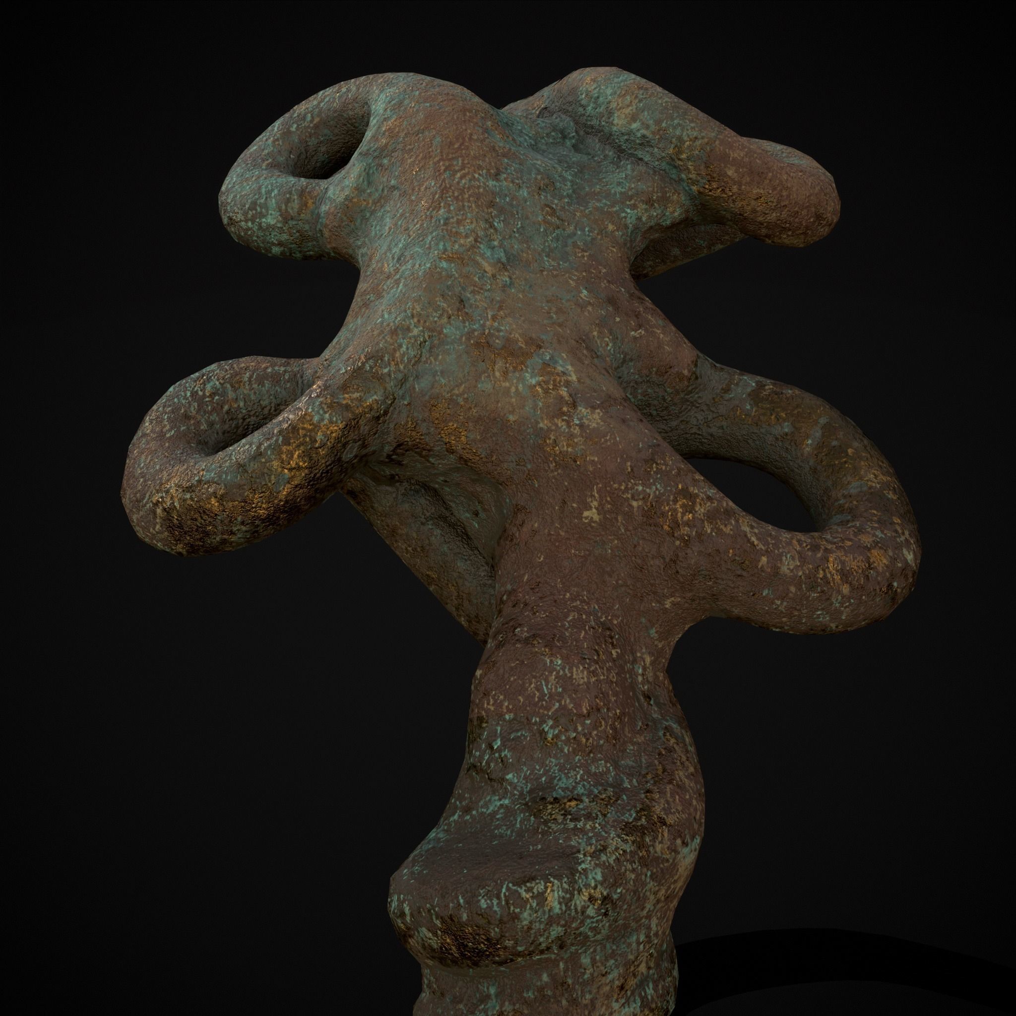 Corroded Twisted Wire Gold Ring Low-poly 3D model_5