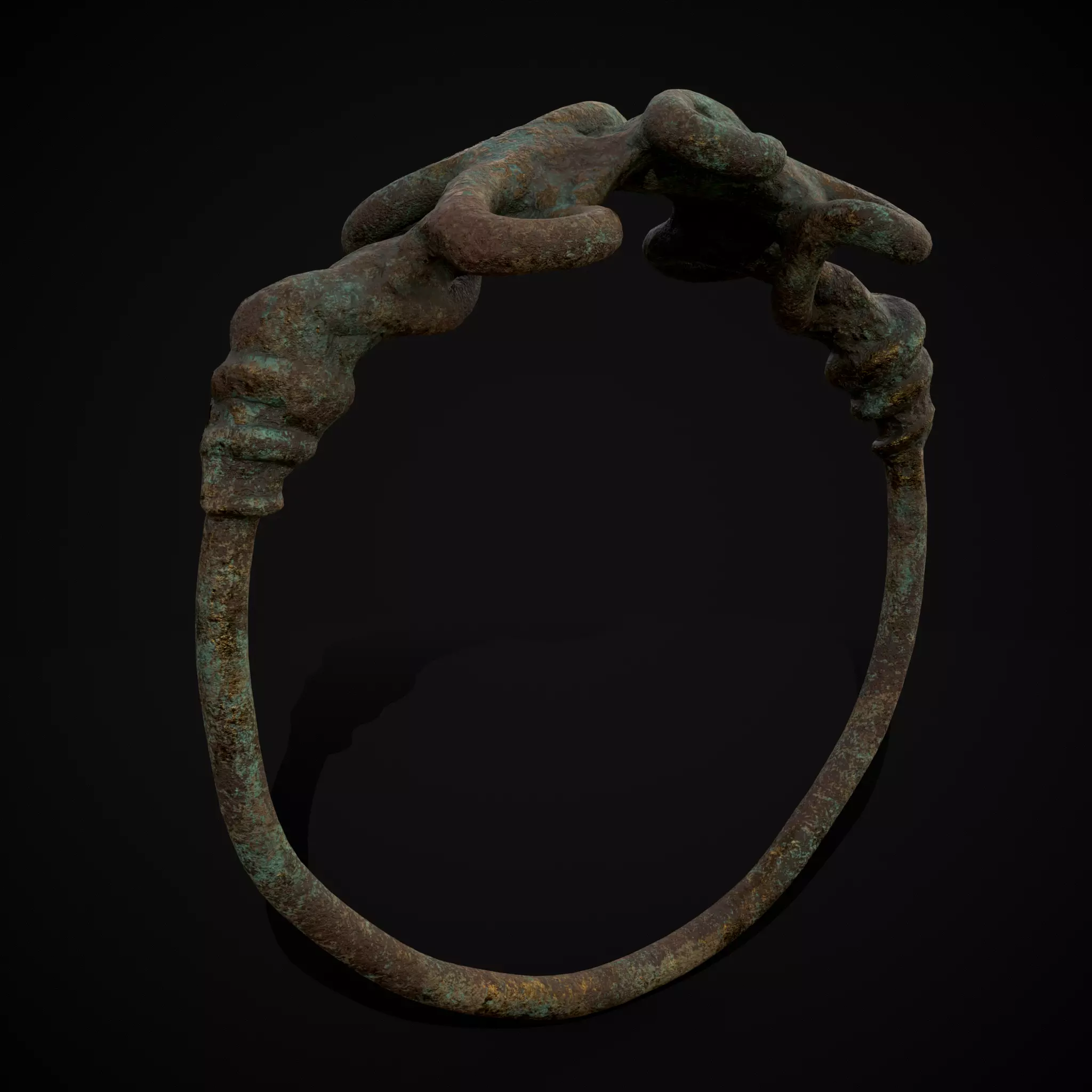 Corroded Twisted Wire Gold Ring Low-poly 3D model_0