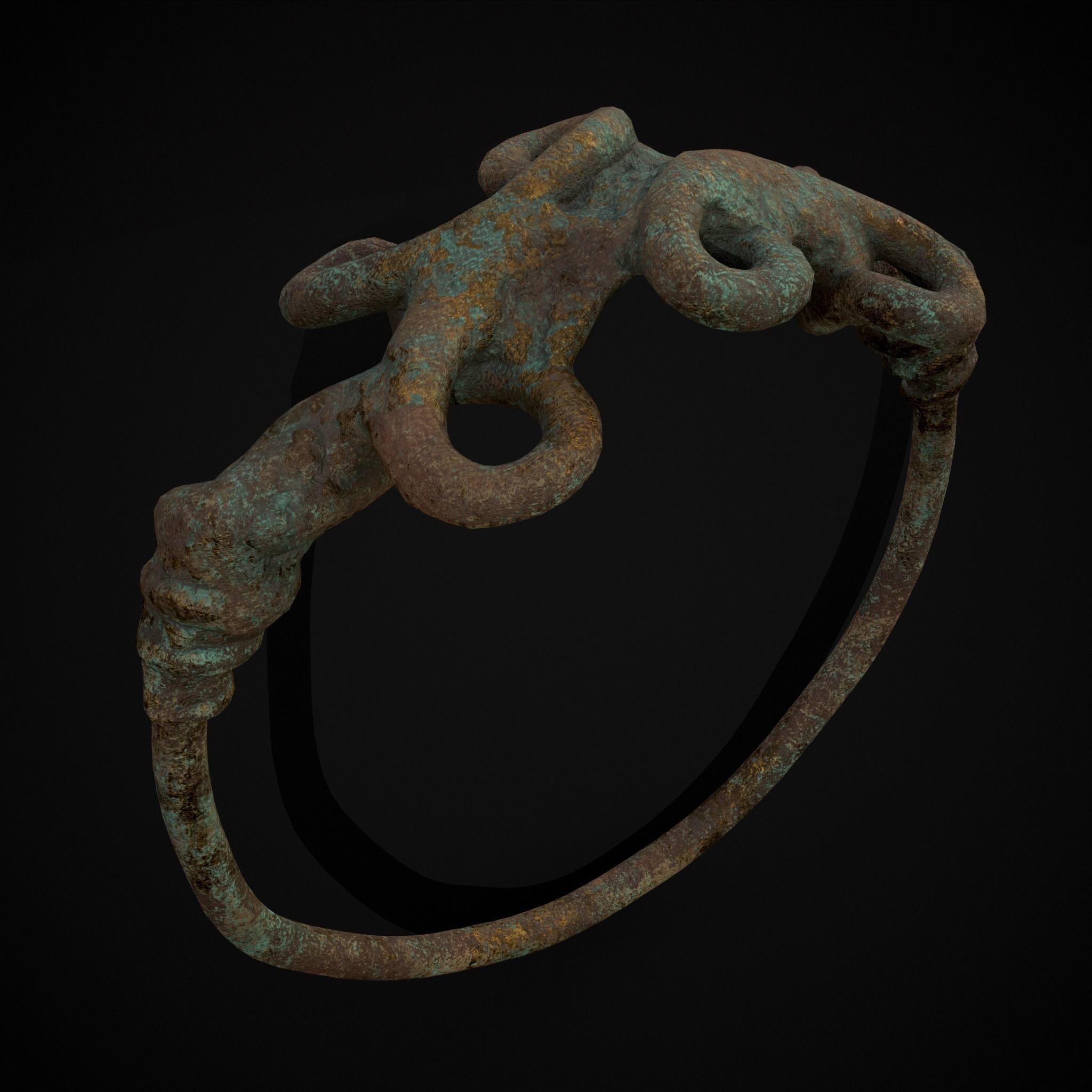 Corroded Twisted Wire Gold Ring Low-poly 3D model_15