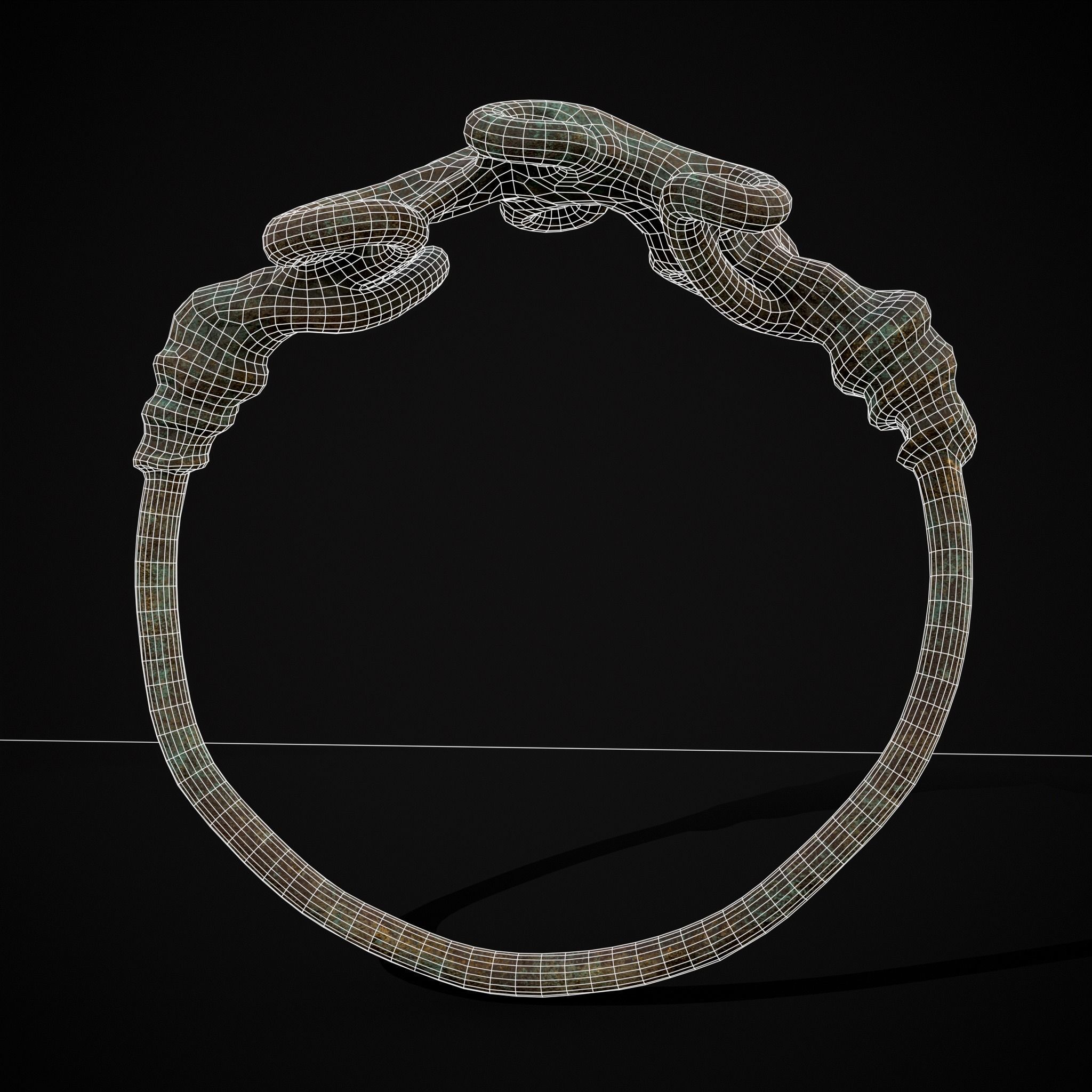 Corroded Twisted Wire Gold Ring Low-poly 3D model_14
