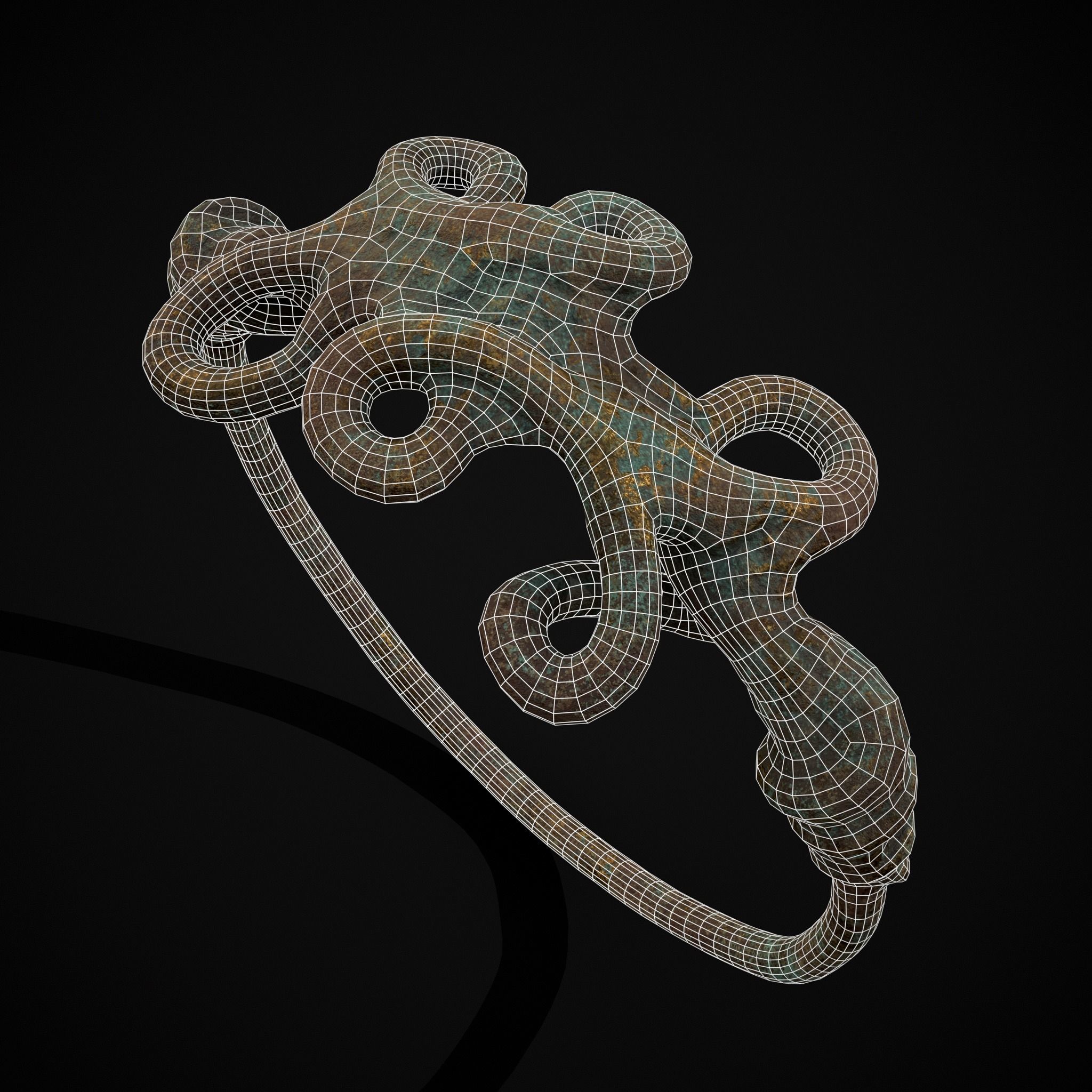 Corroded Twisted Wire Gold Ring Low-poly 3D model_24