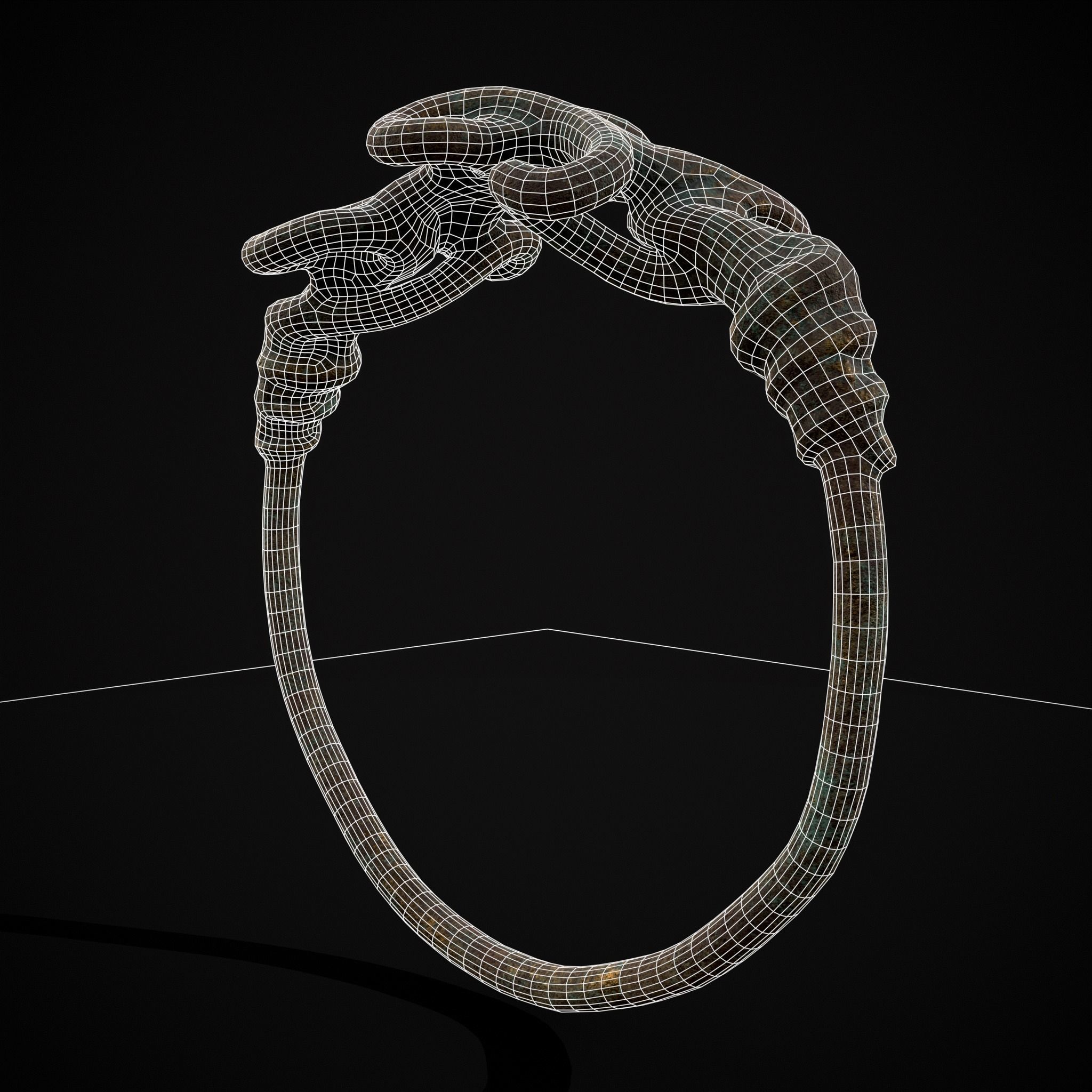 Corroded Twisted Wire Gold Ring Low-poly 3D model_12