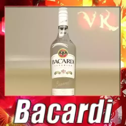 Photorealistic Liquor Bottle Bacardi Superior 3D model