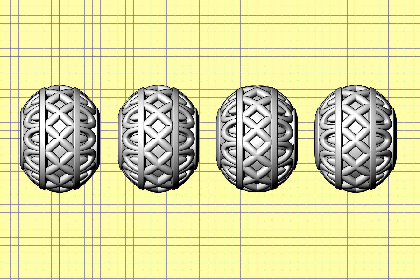 Bead For Charm Bracelet - Cross Design  - 4 hole sizes 3D print model_11
