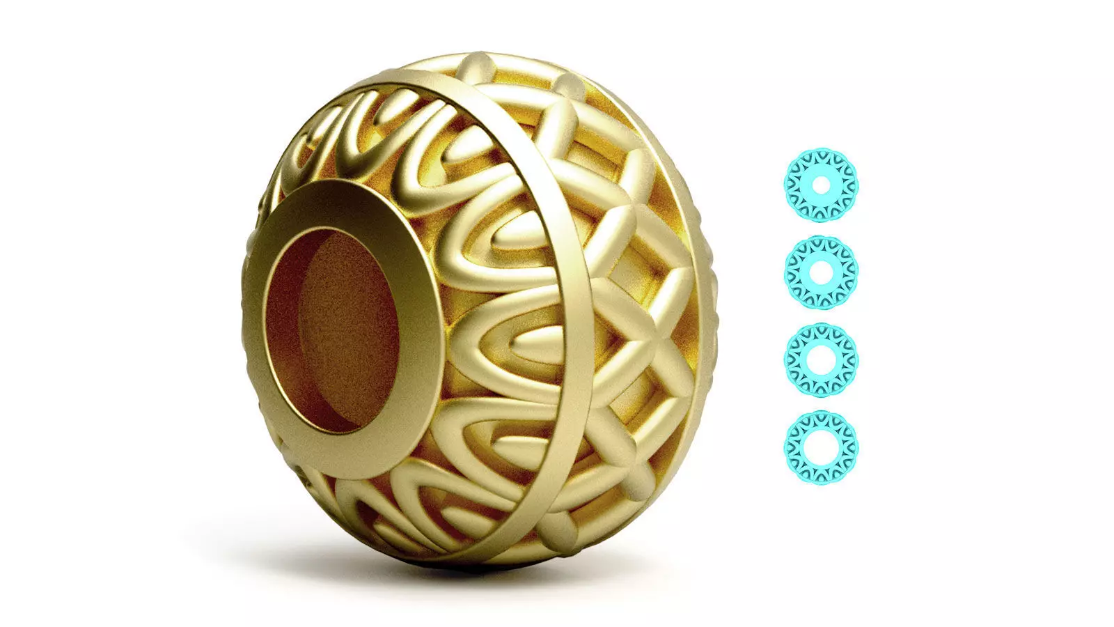 Bead For Charm Bracelet - Cross Design  - 4 hole sizes 3D print model_0