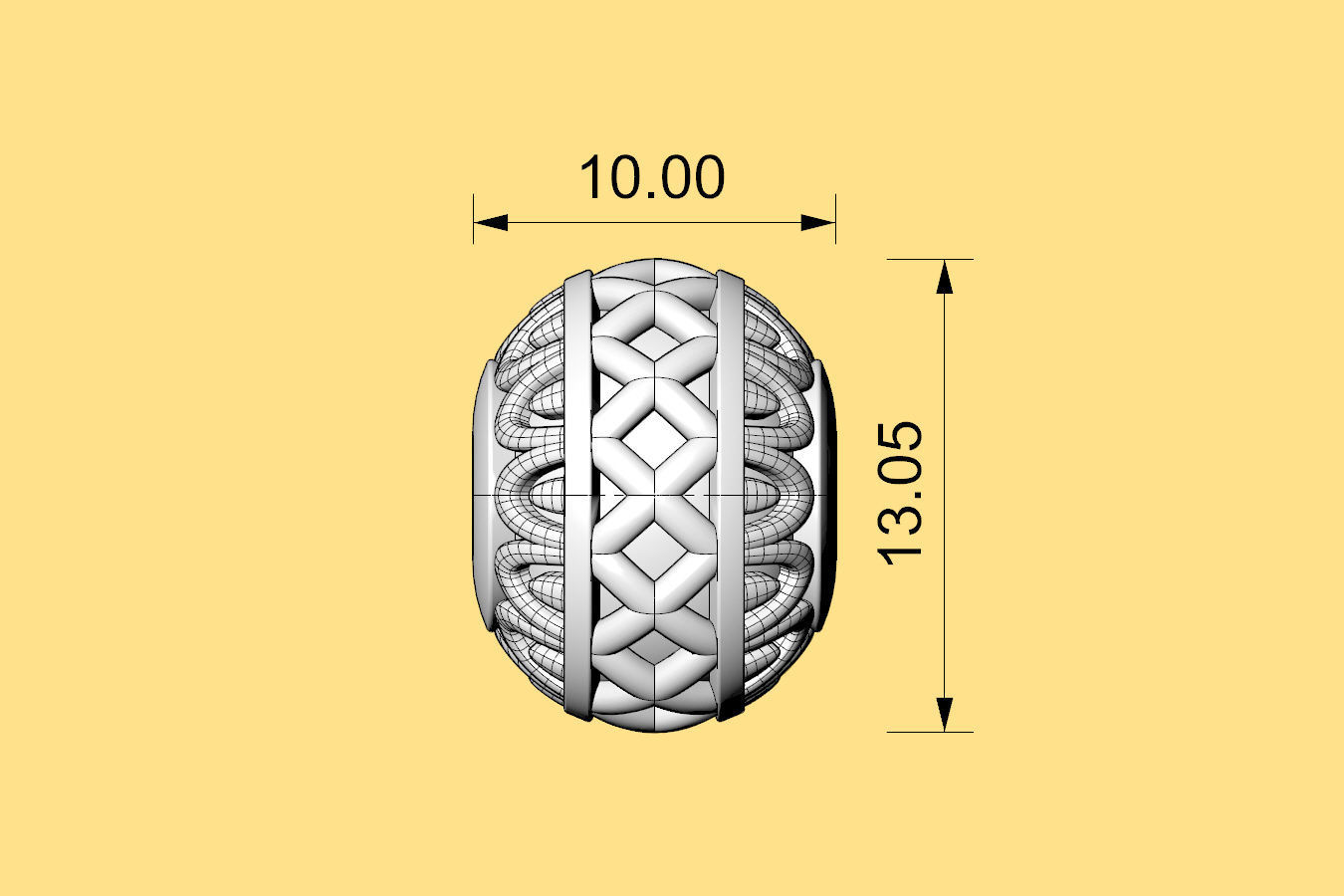 Bead For Charm Bracelet - Cross Design  - 4 hole sizes 3D print model_10