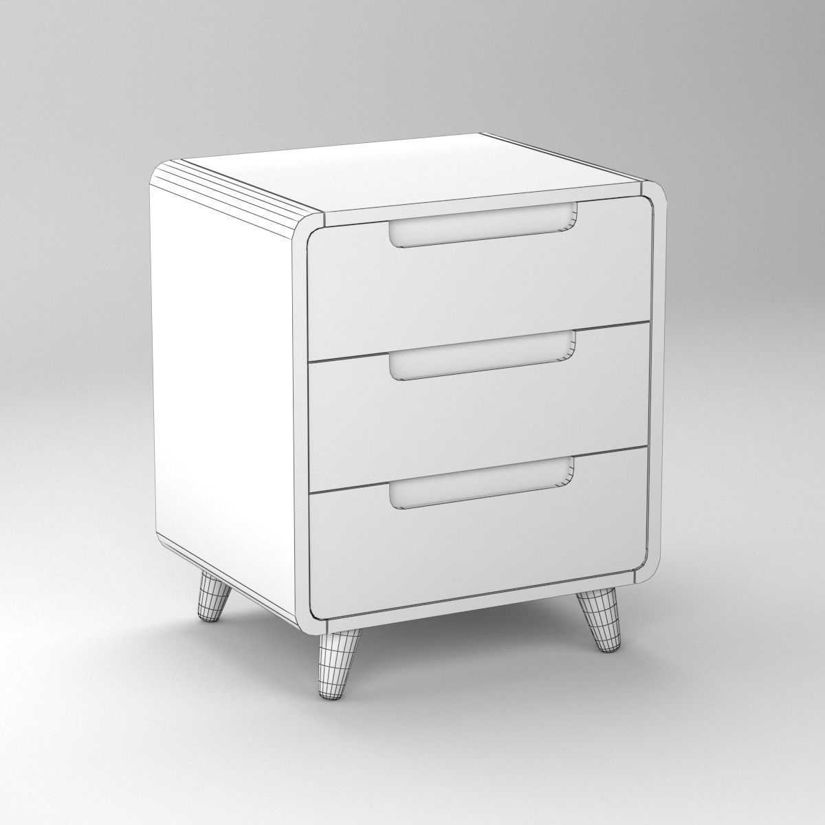 Drawer modern nightstand with three drawers 3D model_4