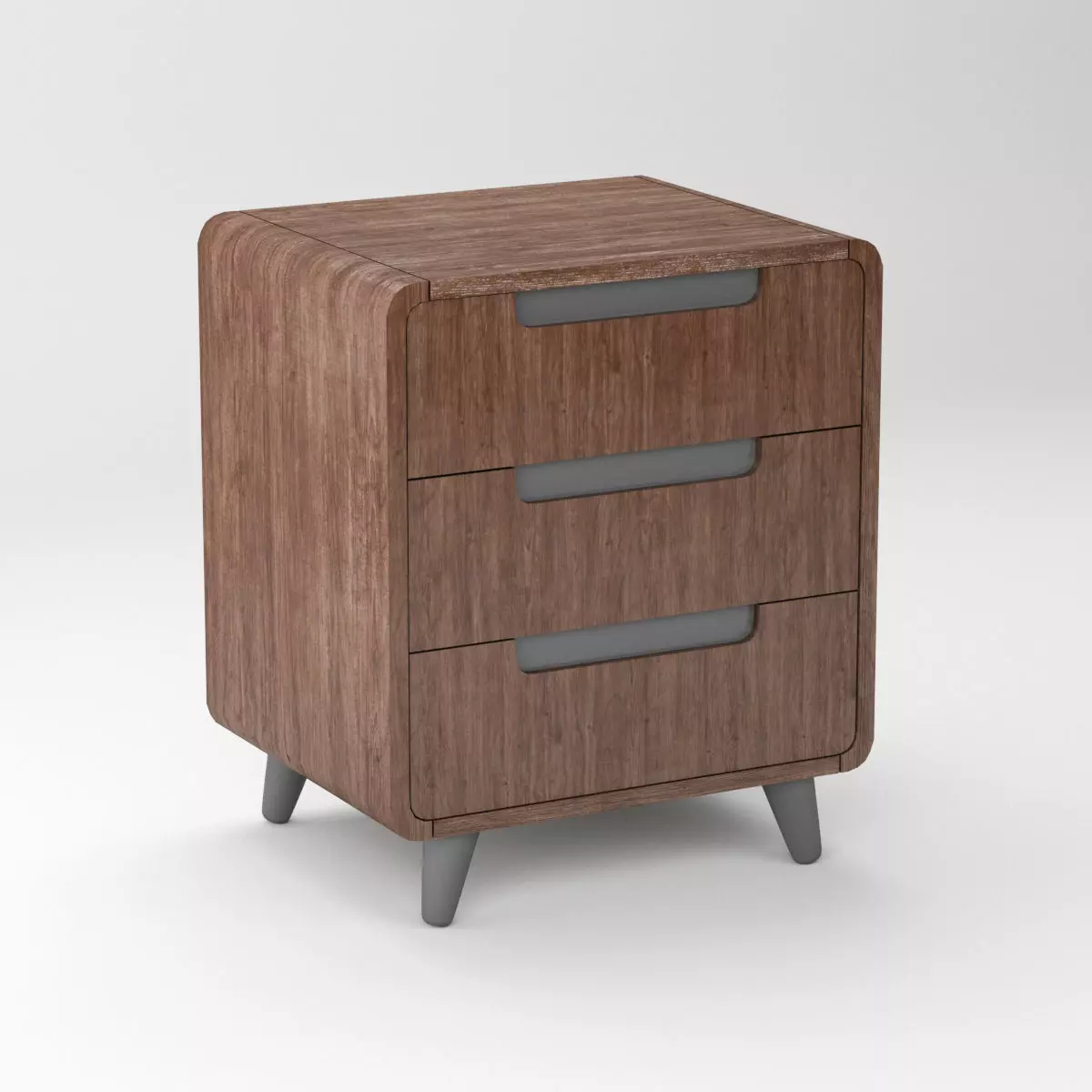 Drawer modern nightstand with three drawers 3D model_0