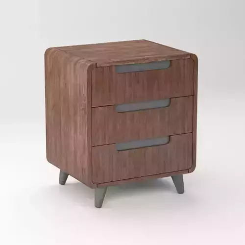 Drawer modern nightstand with three drawers 3D model