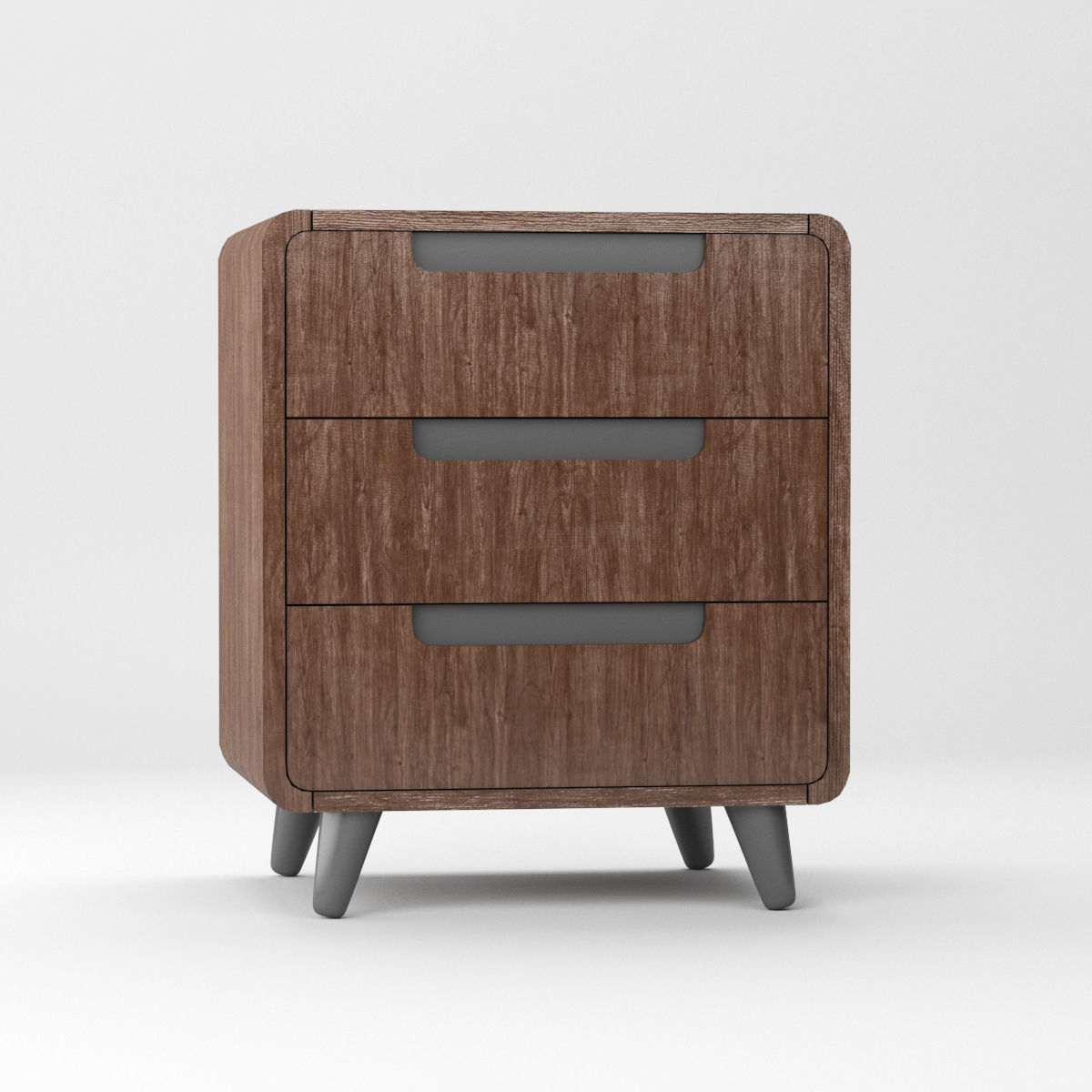Drawer modern nightstand with three drawers 3D model_1