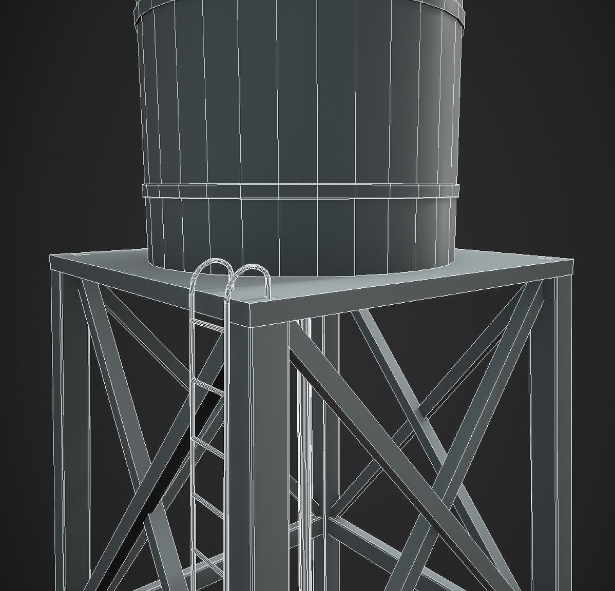 Old Water Tower Low-poly 3D model_4