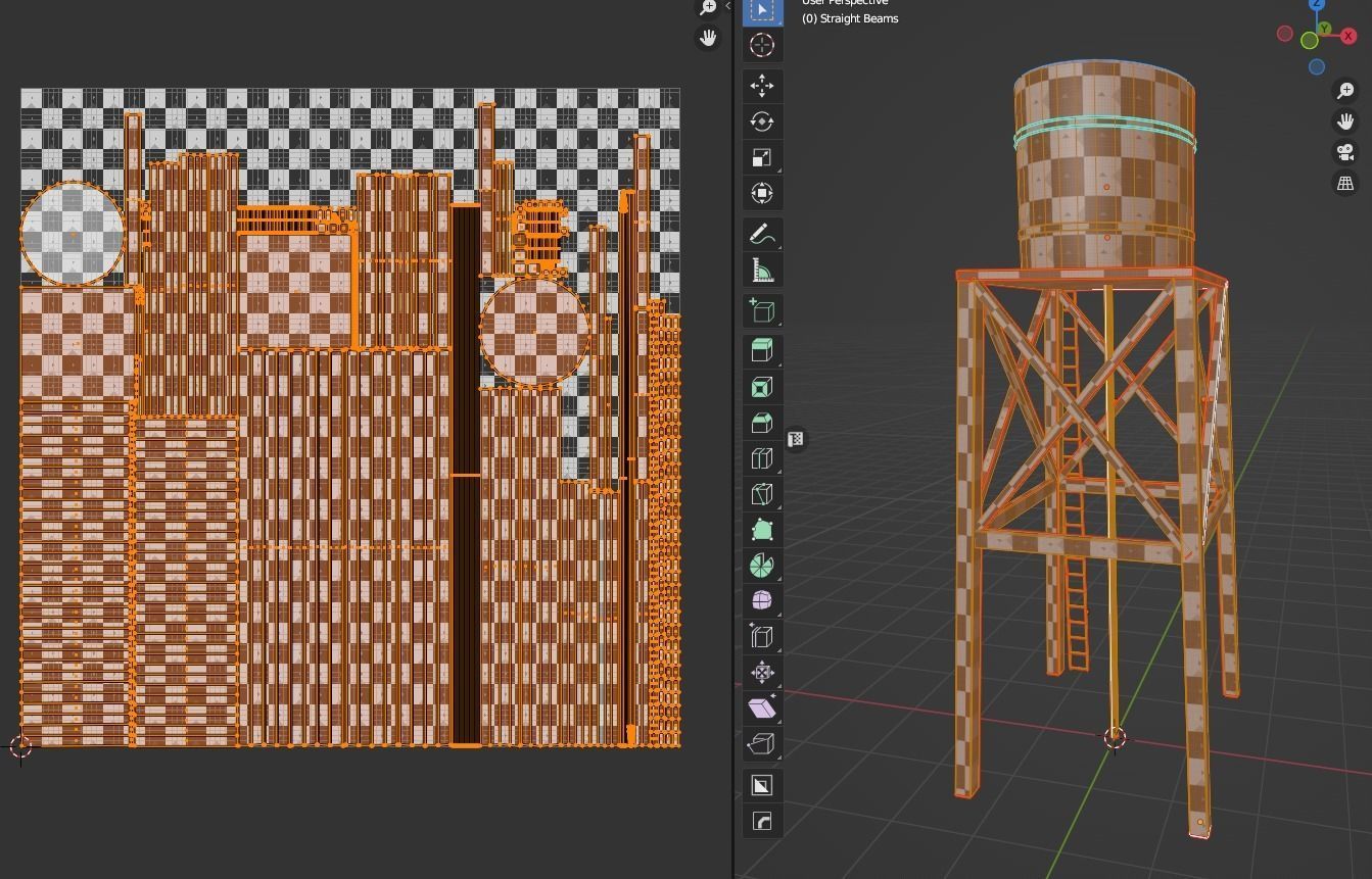 Old Water Tower Low-poly 3D model_5