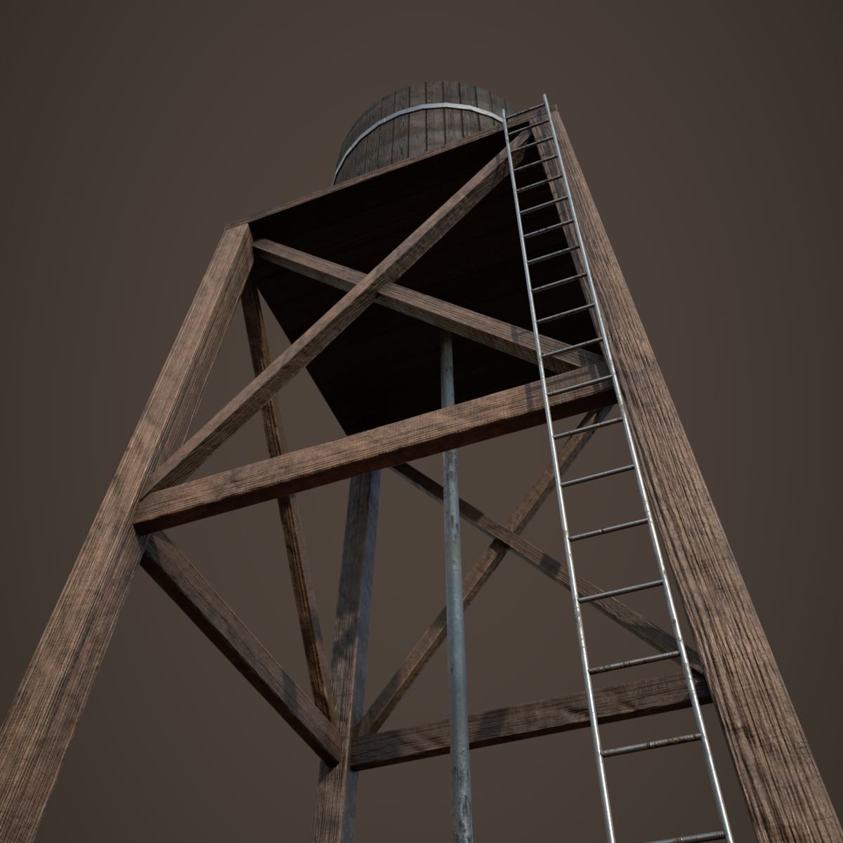 Old Water Tower Low-poly 3D model_1