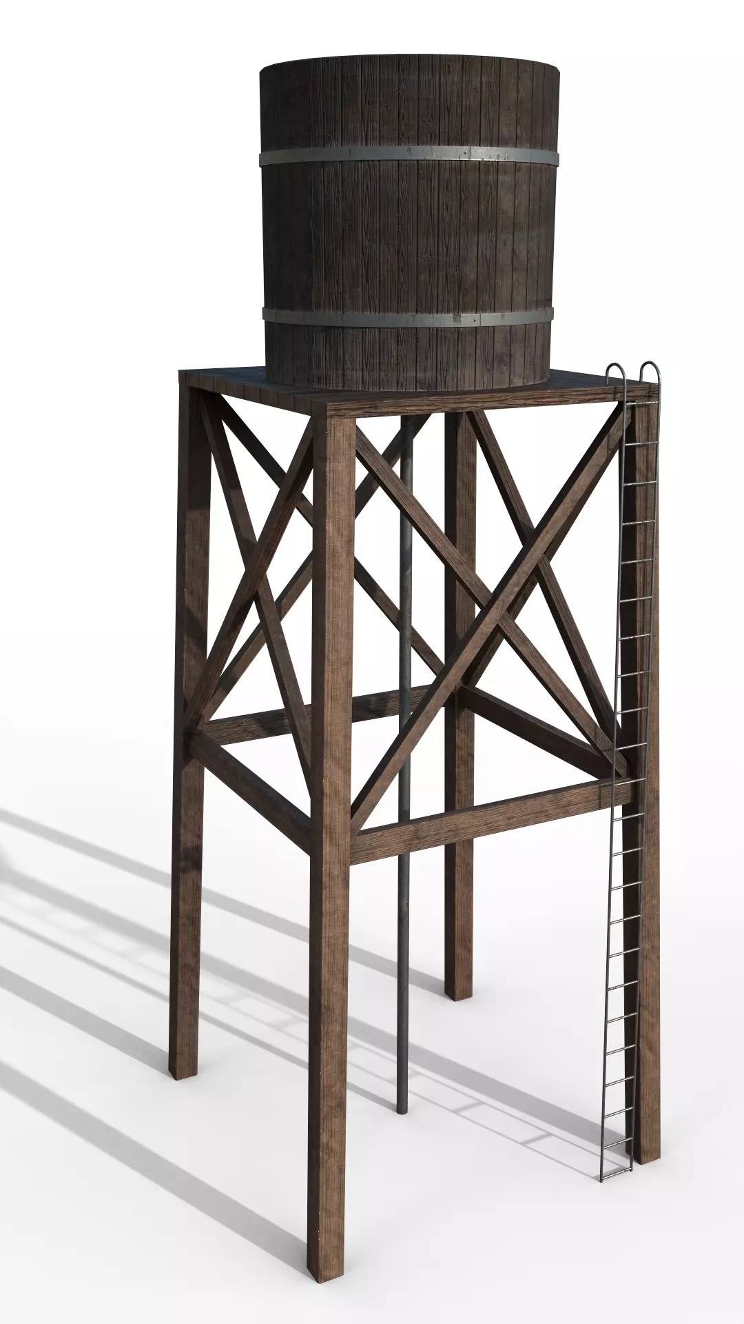 Old Water Tower Low-poly 3D model_0