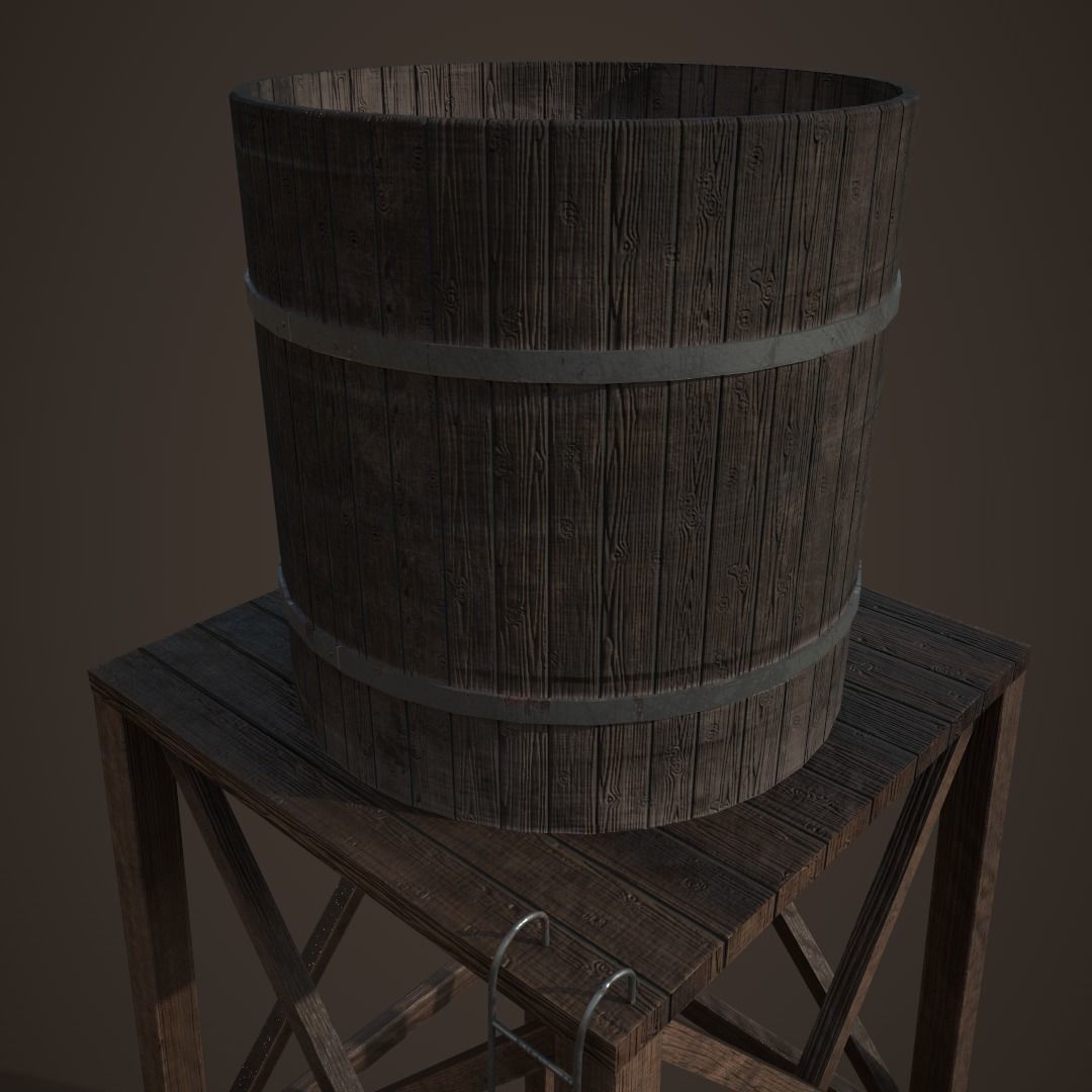 Old Water Tower Low-poly 3D model_2