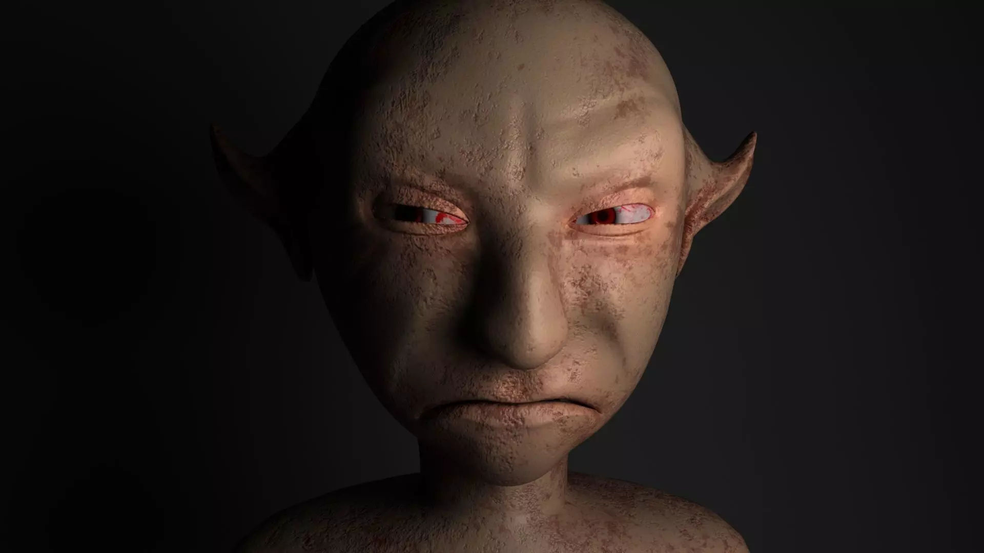 Devil elf head with eyes 3D model_0