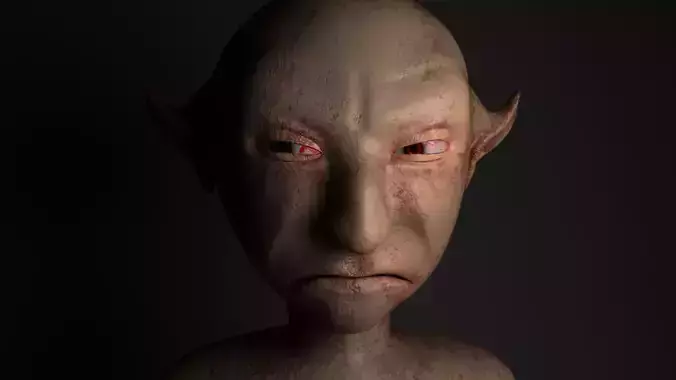 Devil elf head with eyes