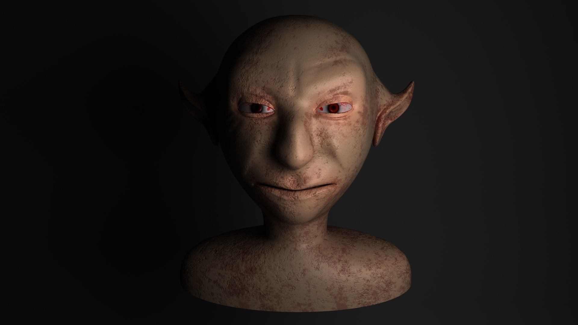 Devil elf head with eyes 3D model_4