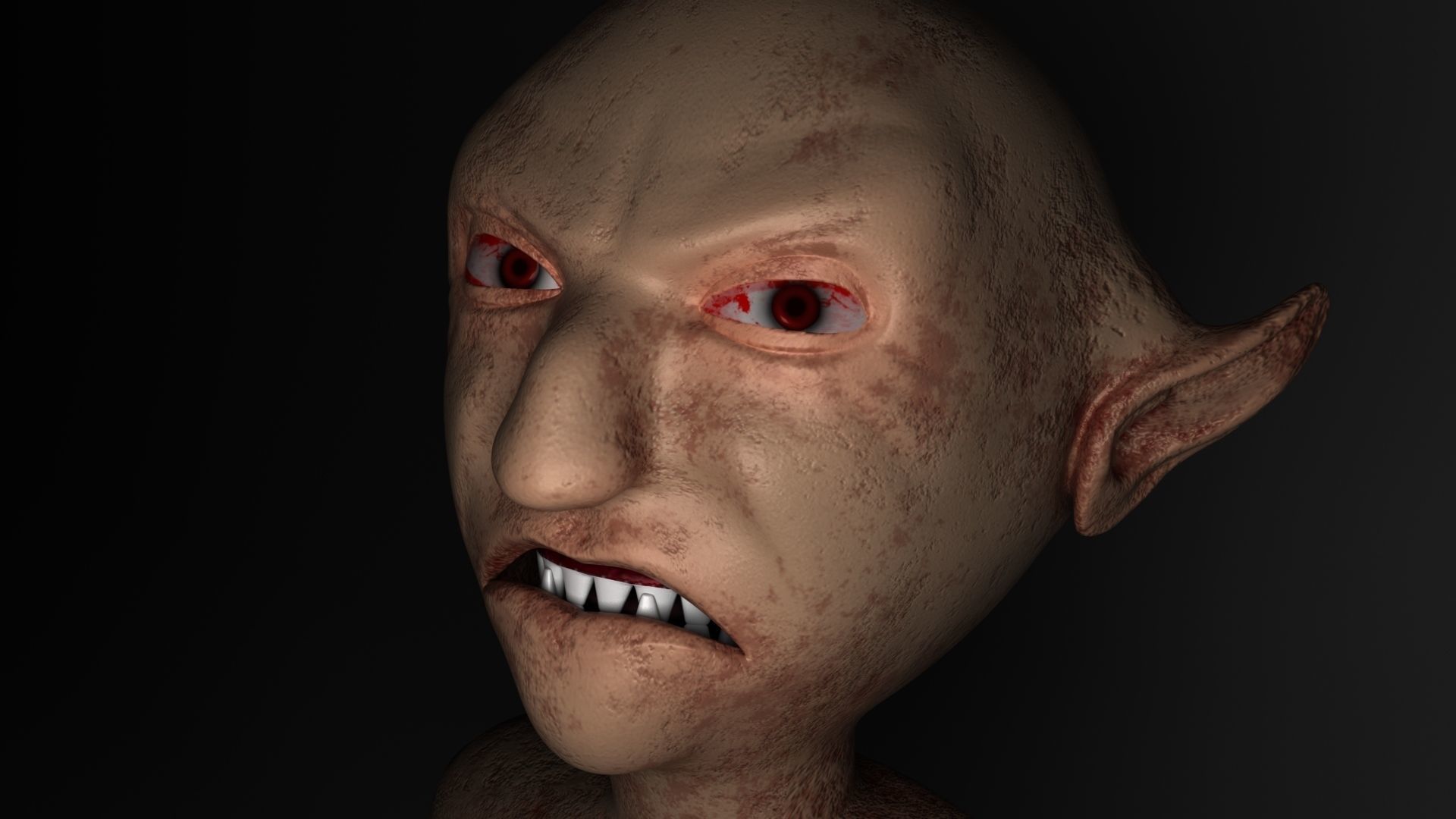 Devil elf head with eyes 3D model_2